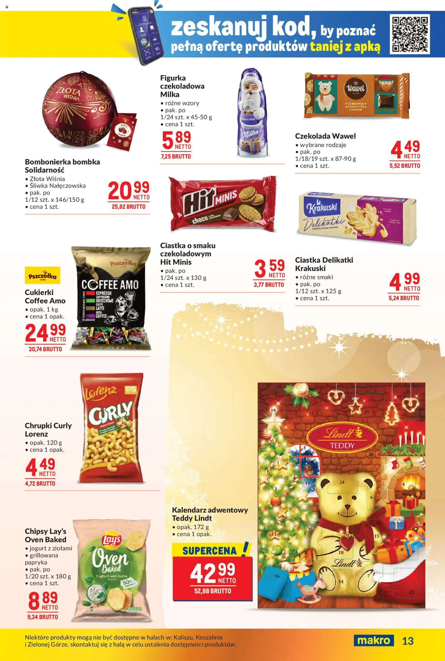 Makro Gazetka od 12.11.2025 | Strona: 13 | Produkty: Chrupki, Kalendarz adwentowy, Czekolada, Ciastka