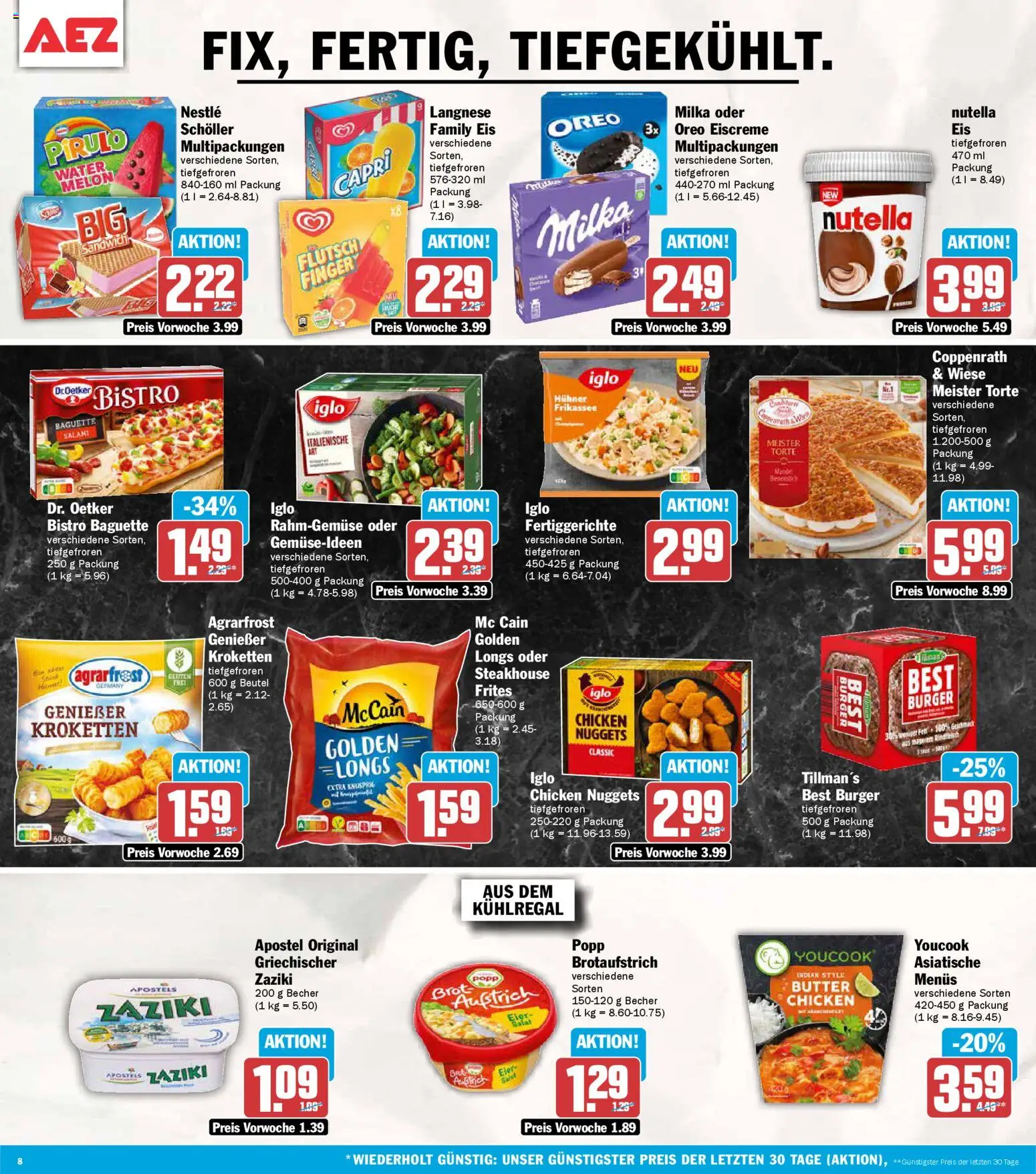 AEZ Prospekt 	 – gültig ab 20.04.2026 | Seite: 8 | Produkte: Langnese, McCain, Nutella, Salat