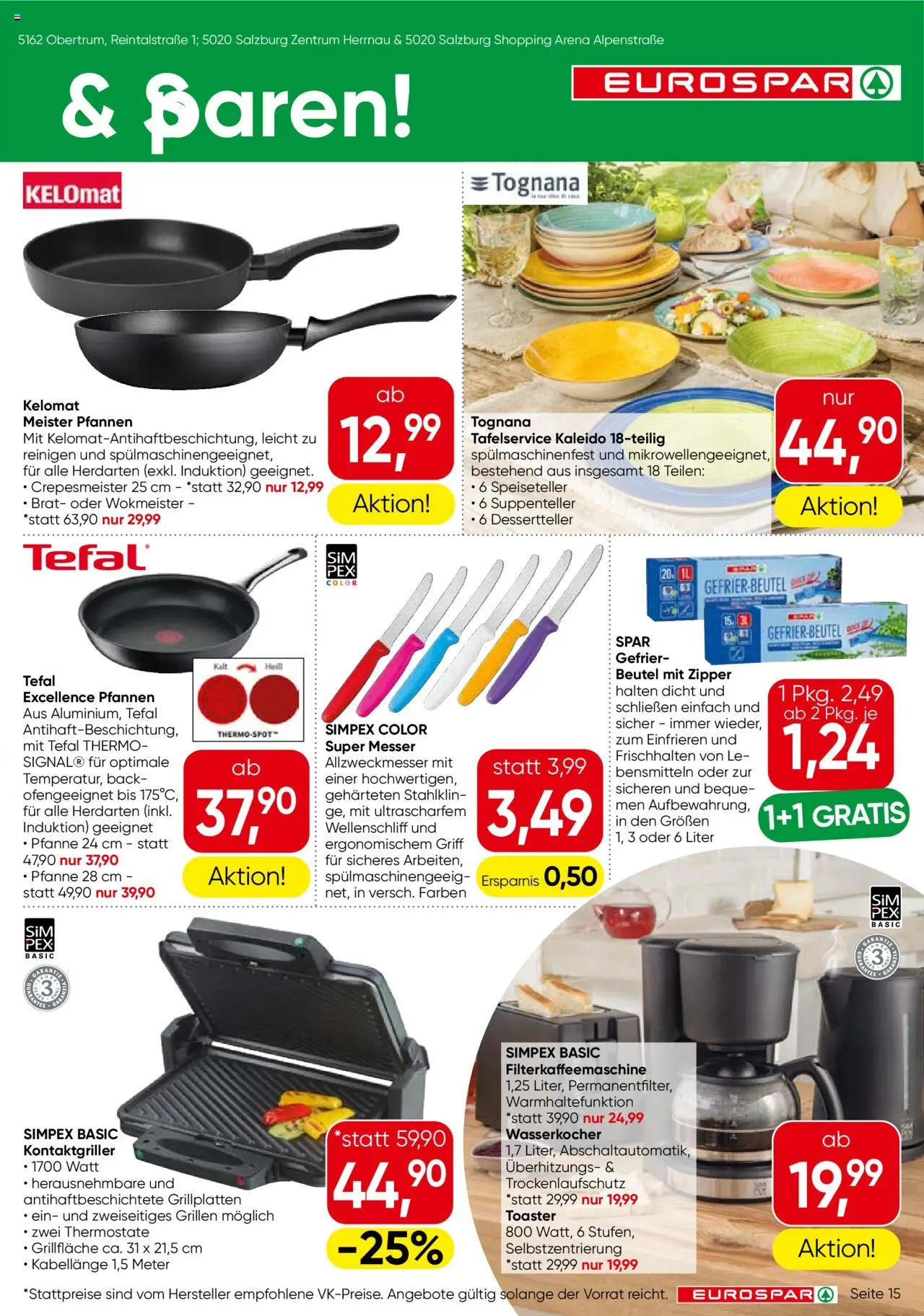 Eurospar Flugblatt gültig ab 14.08.2025 | Seite: 15 | Produkte: Wasserkocher, Toaster