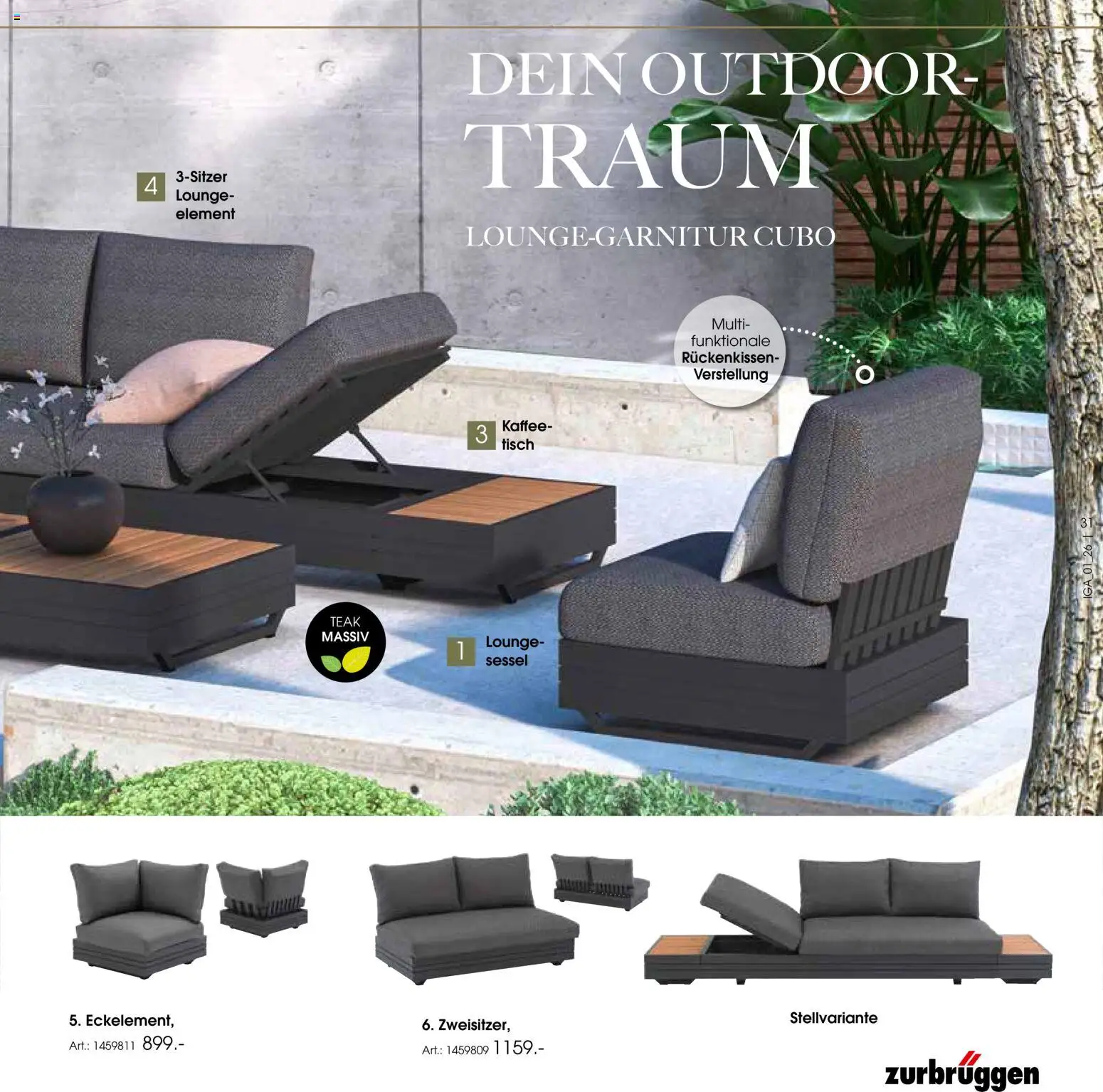 Zurbrüggen Sommer 2026 – gültig ab 19.03.2026 | Seite: 31 | Produkte: Sessel, Kaffee, Tisch