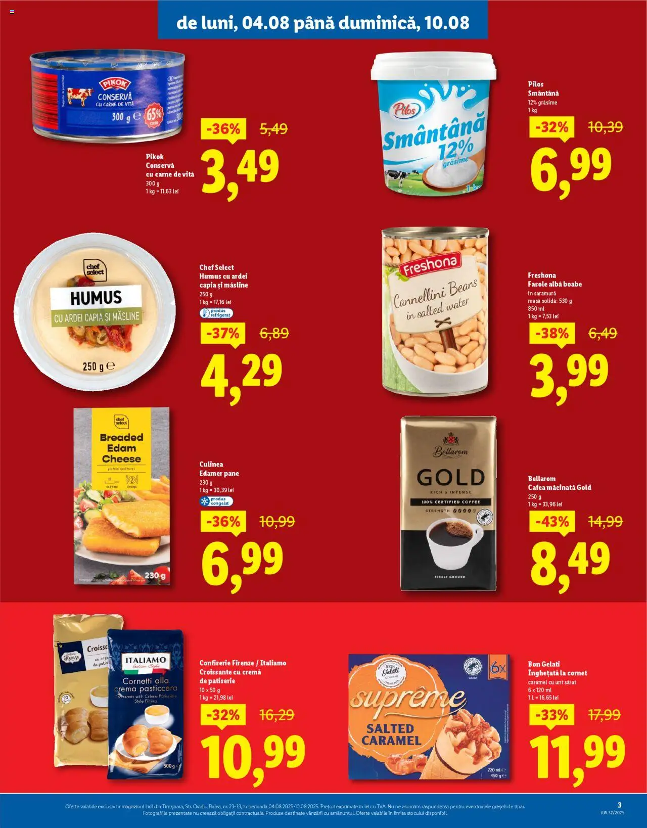 Lidl catalog - Timișoara – valabil de la 04.08.2025 | Pagină: 3 | Produse: Unt, Smântână, Înghețată, Fasole albă