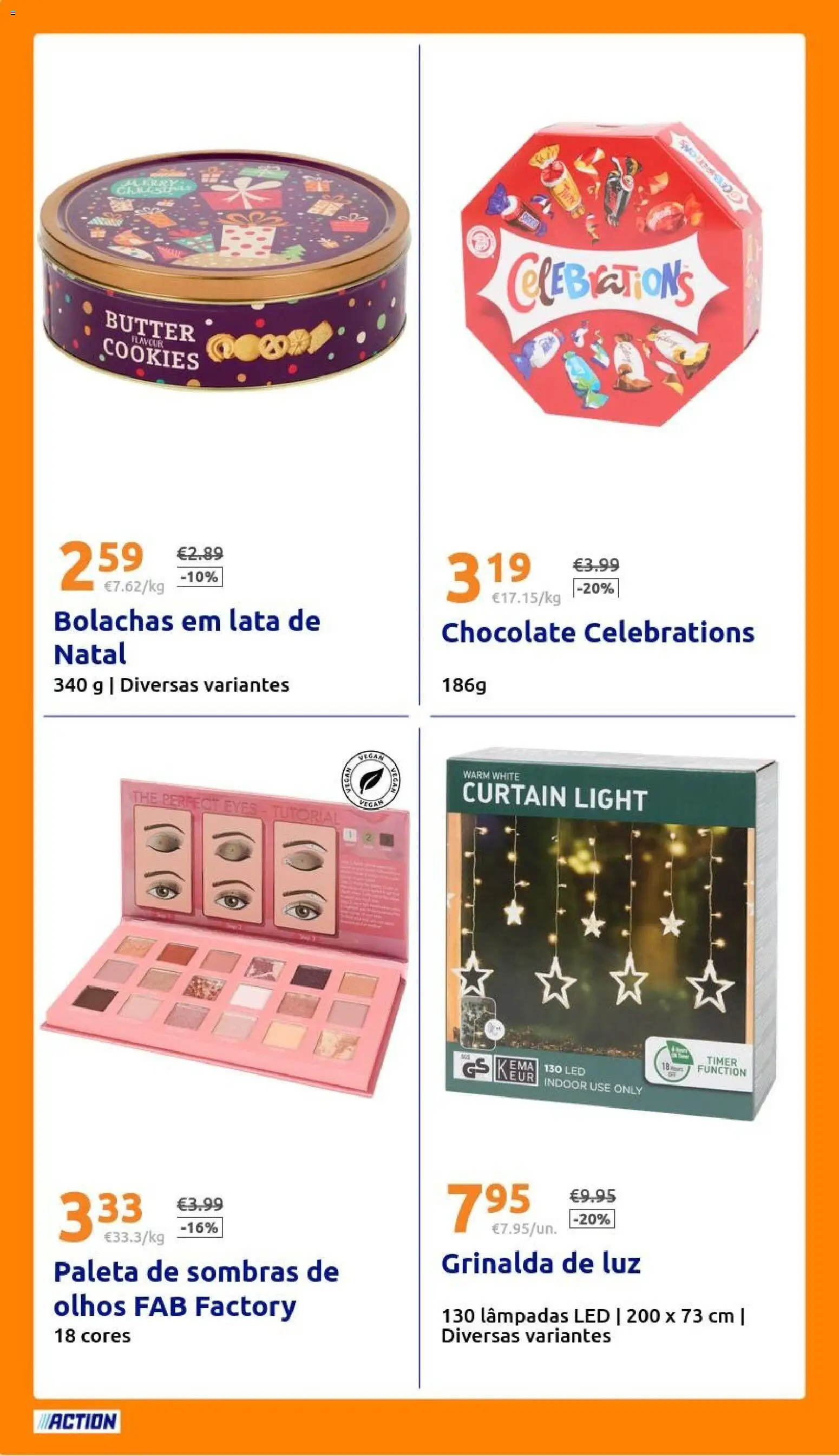 Action - Action PT week 47 2025 │ válido de 19.11.2025 | Página: 24 | Produtos: Bolachas, Lâmpadas, Sombras, Chocolate