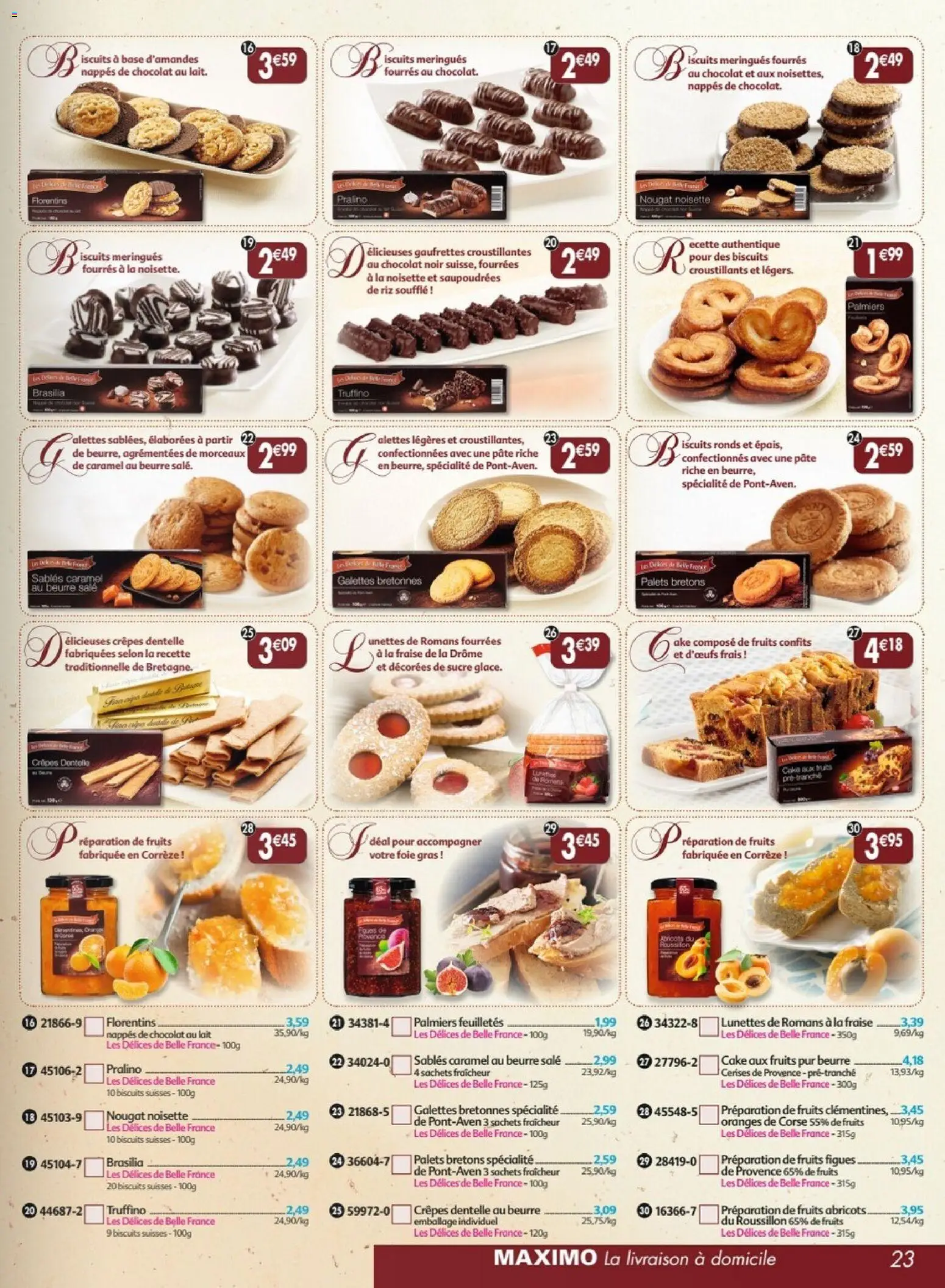 {H1} | Page: 23 | Produits: Fraise, Cerises, Nougat, Chocolat