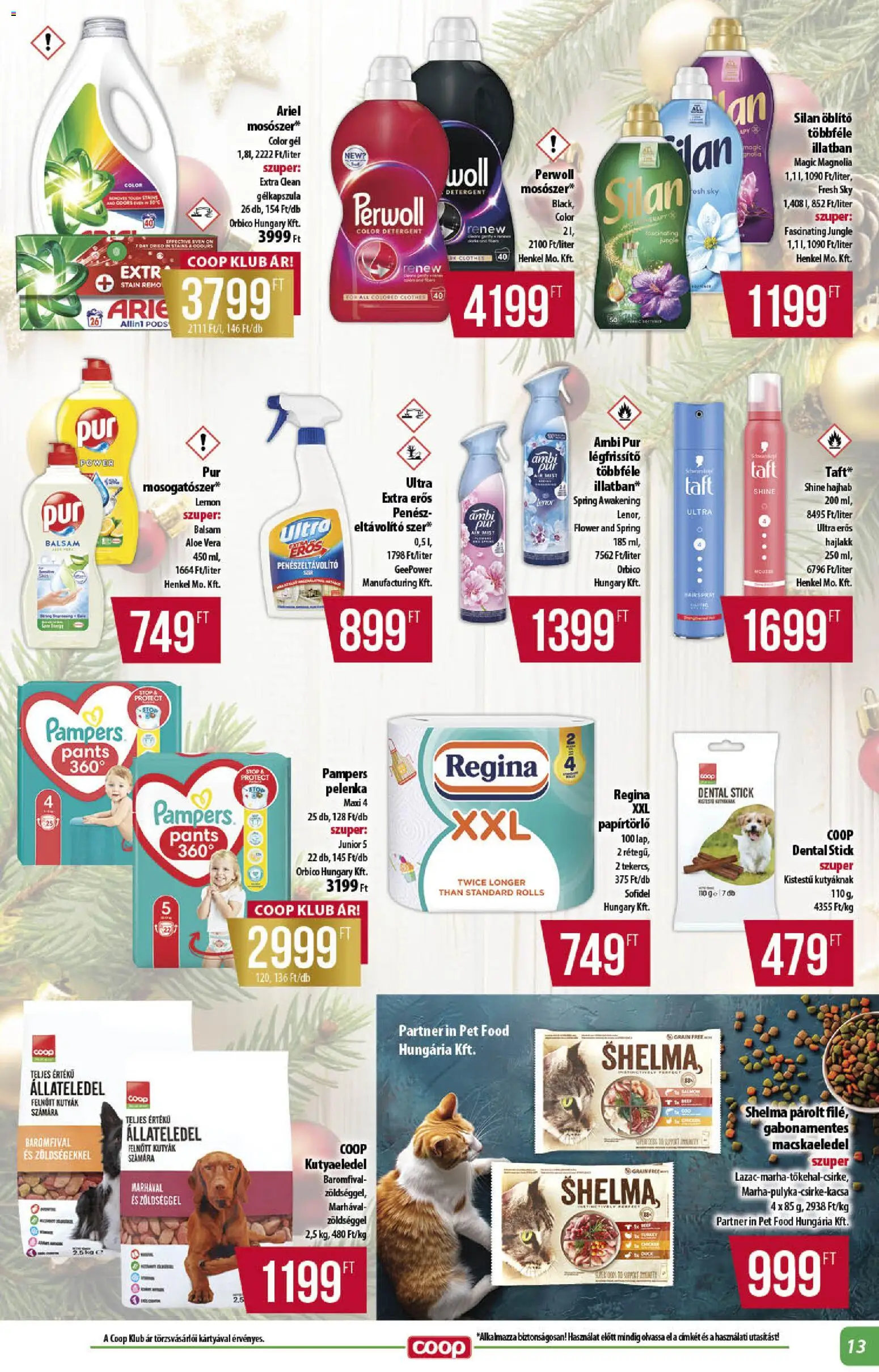 COOP akciós ujság - amely érvényes a következő dátumtól: 11.12.2025 | Oldal: 13 | Termékek: Perwoll, Papírtörlő, Hajhab, Aloe vera