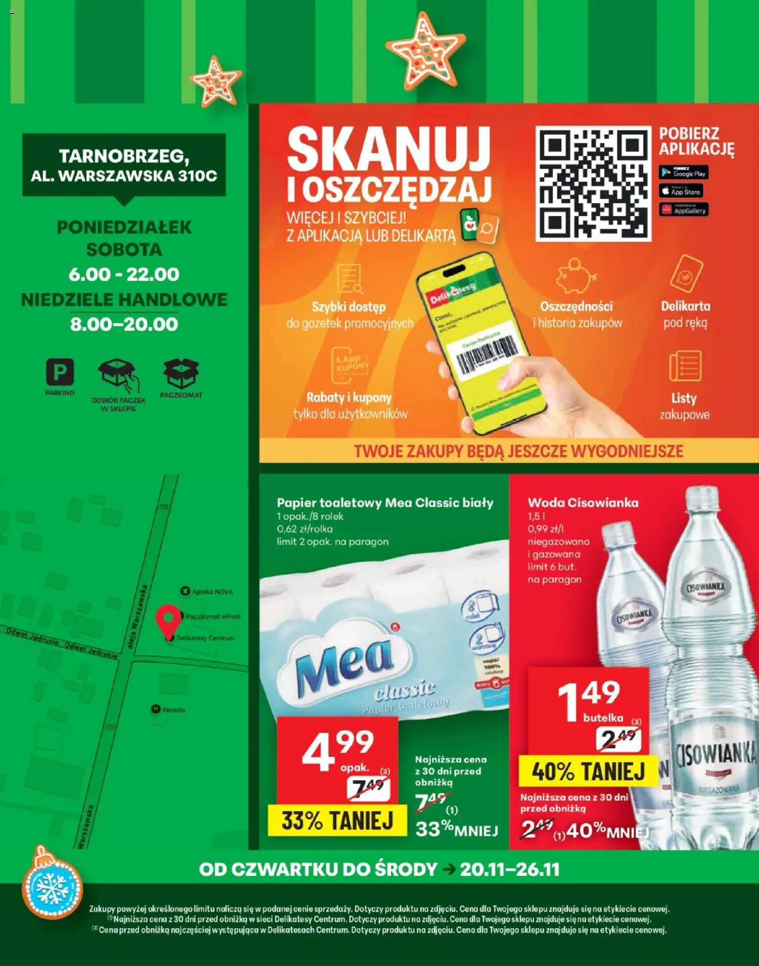 Delikatesy Centrum Gazetka - Tarnobrzeg Otwarcie od 20.11.2025 | Strona: 4 | Produkty: Papier toaletowy, Delikatesy, Woda