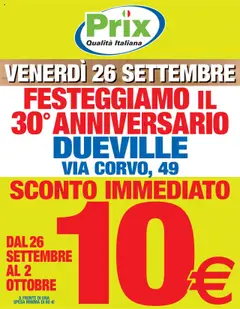 Anteprima del volantino Prix Festeggiamo Dueville catalogo valido a partire dal 26.09.2025