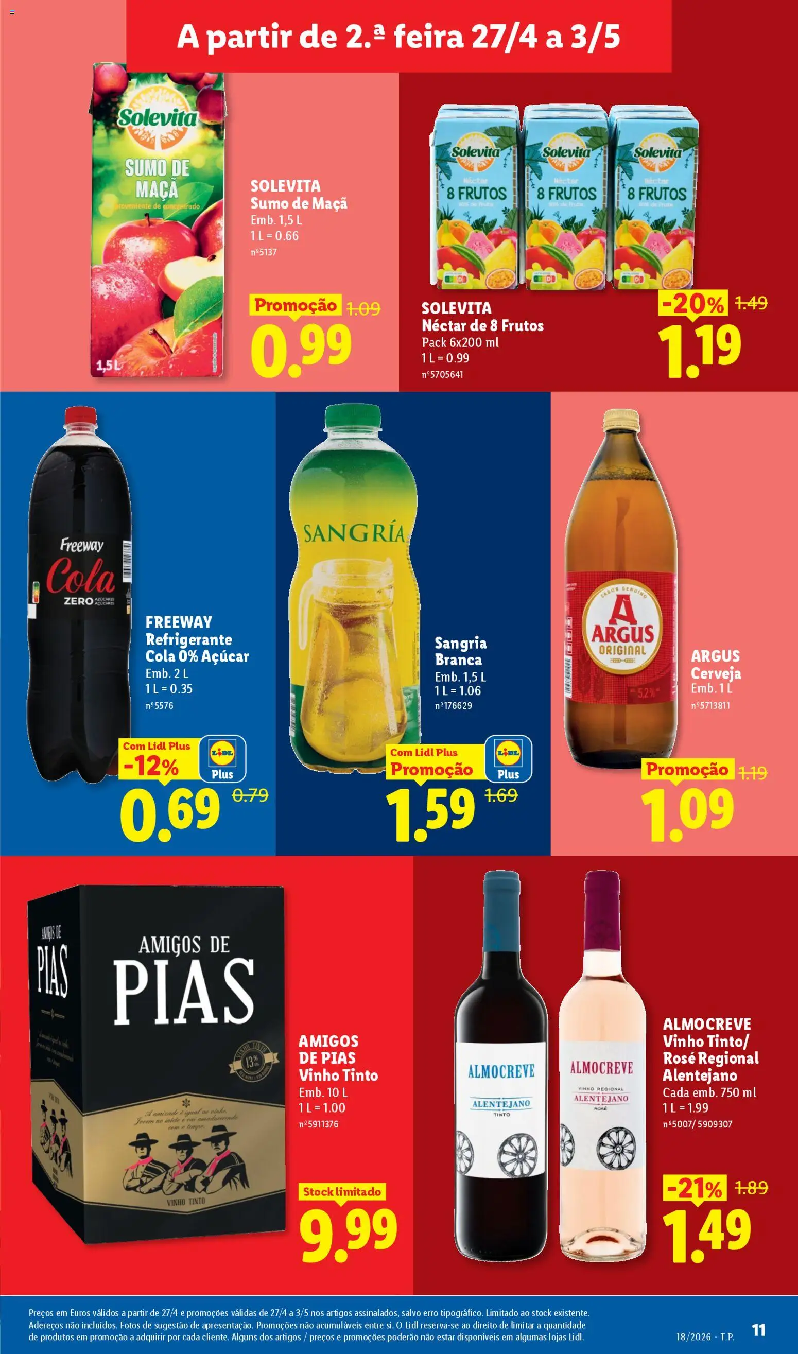 Lidl folheto │ válido de 27.04.2026 | Página: 11 | Produtos: Maça, Vinho, Açúcar, Vinho tinto