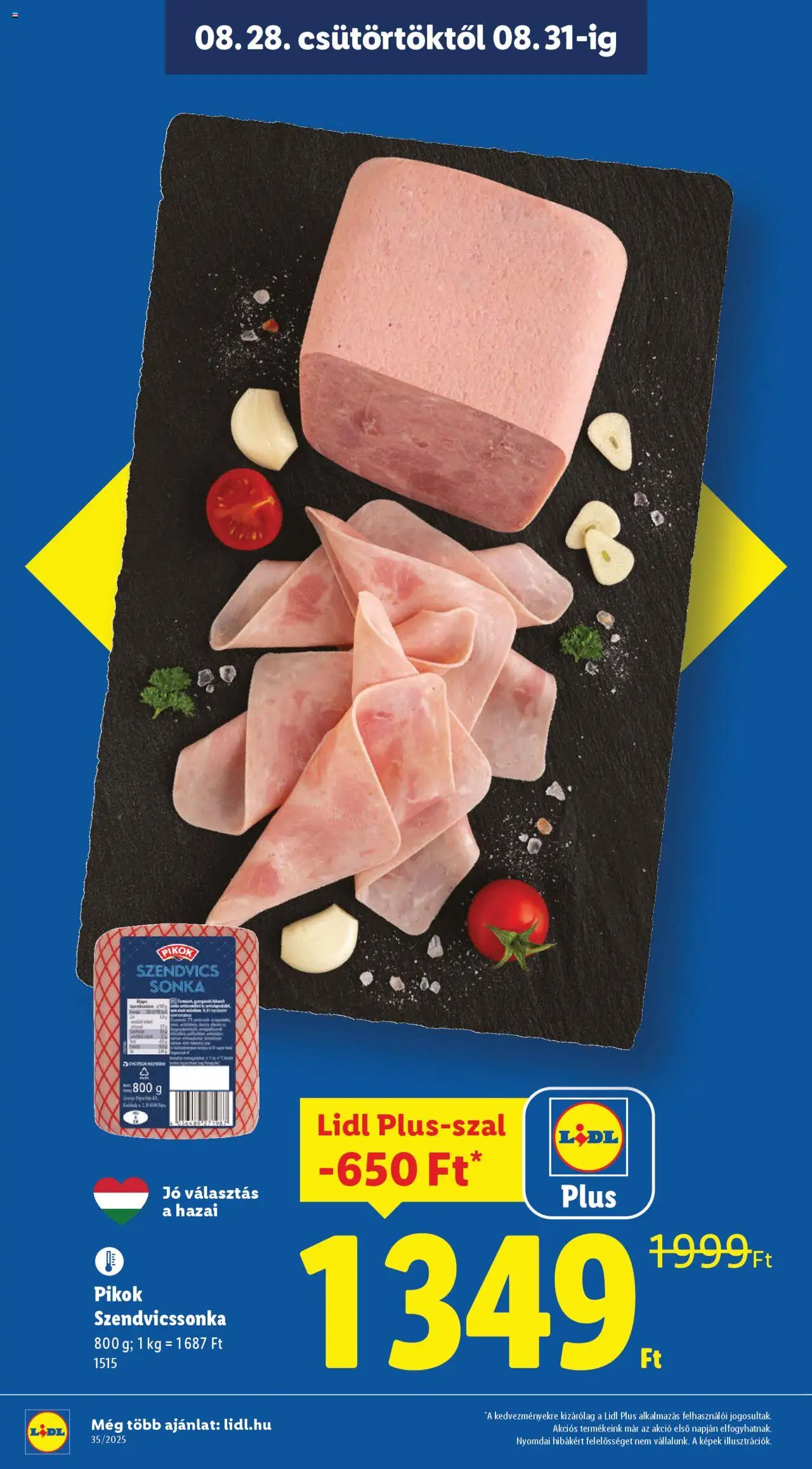 Lidl akciós ujság - amely érvényes a következő dátumtól: 28.08.2025 | Oldal: 4 | Termékek: Szendvics, Sonka