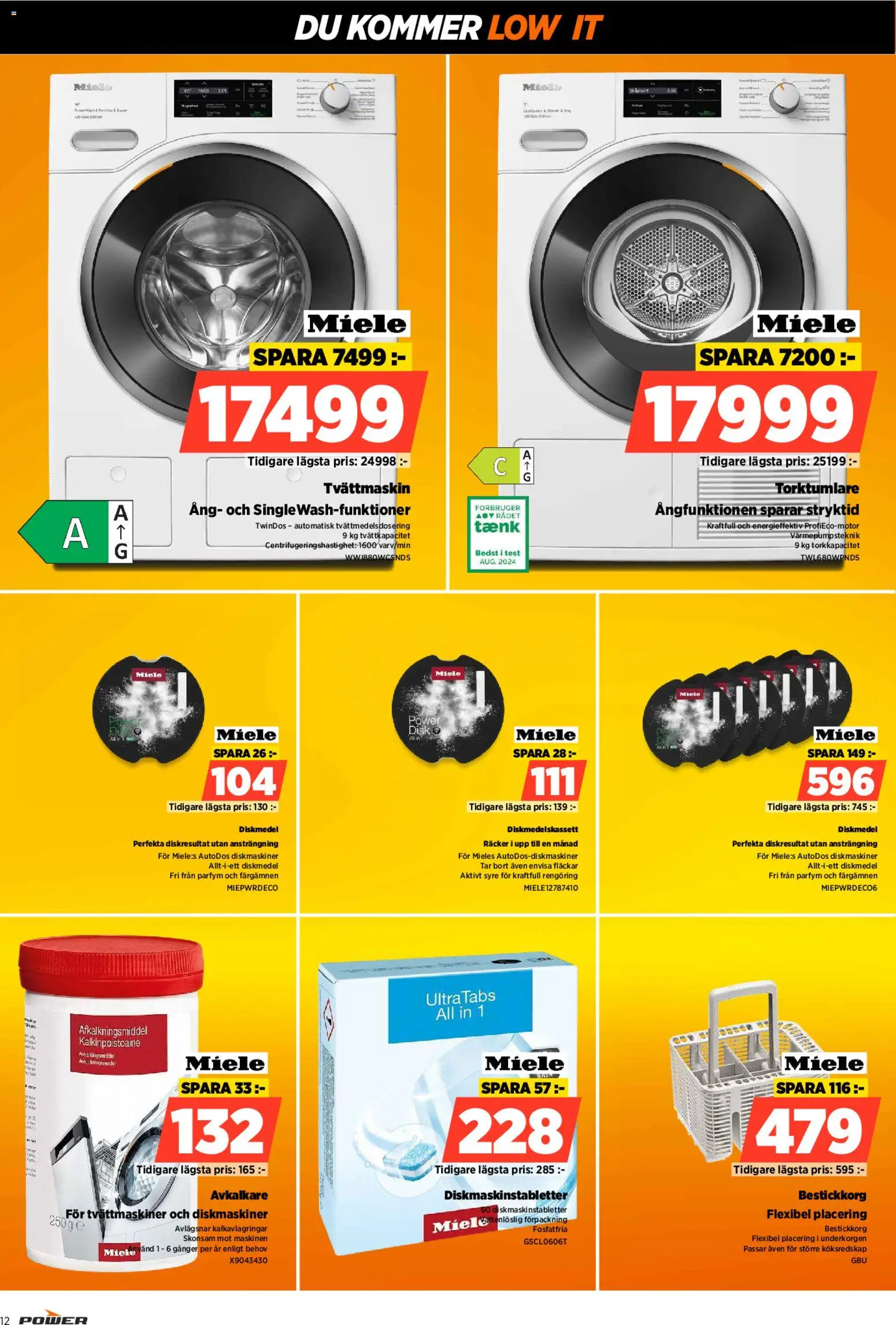 Power reklamblad aktuell från 02.03.2026 | Sida: 12 | Produkter: Diskmaskinstabletter, Diskmedel, Tvättmaskin, Torktumlare