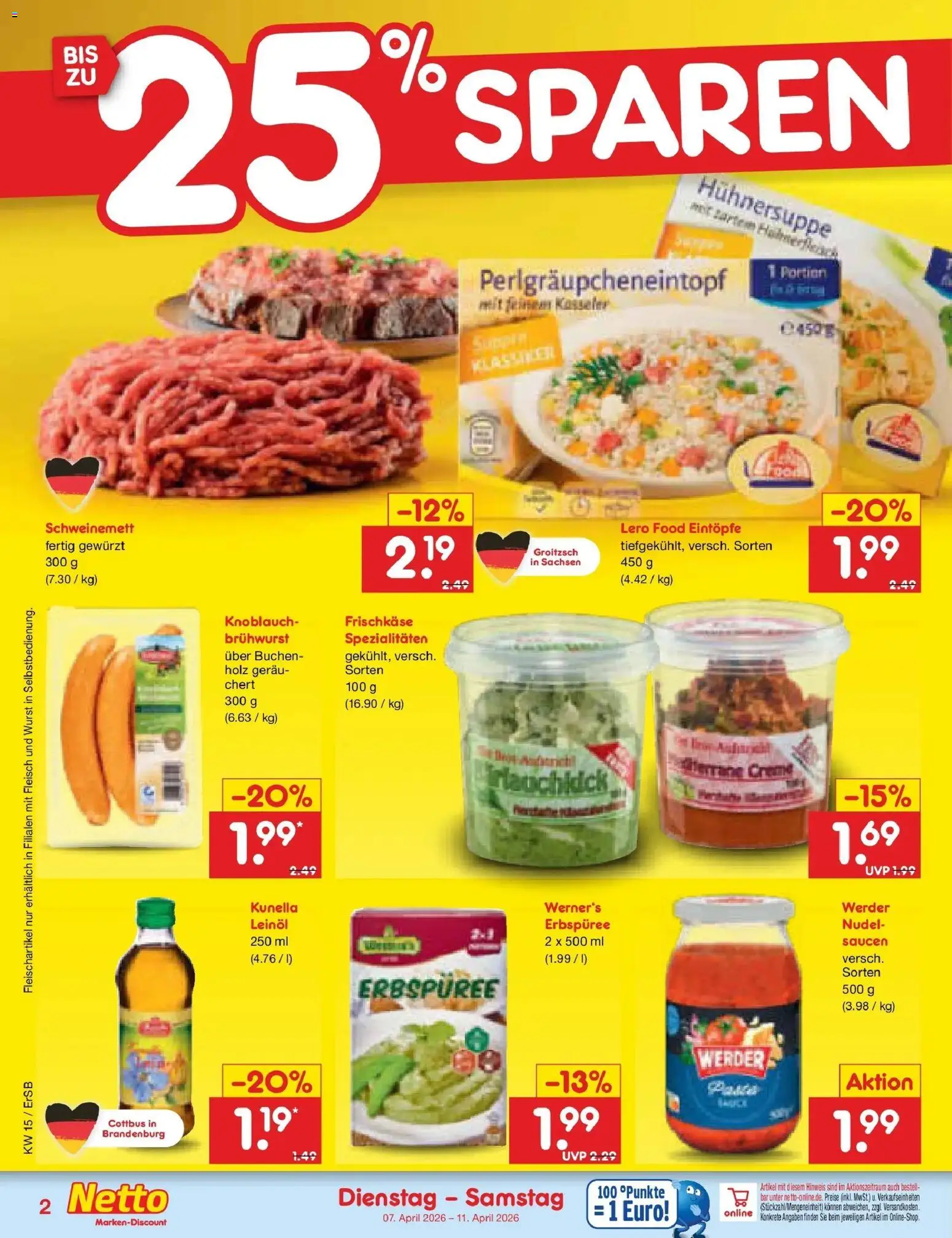 Netto Marken-Discount Prospekt Nordhausen	 – gültig ab 07.04.2026 | Seite: 28 | Produkte: Leinöl, Creme, Wurst, Frischkase
