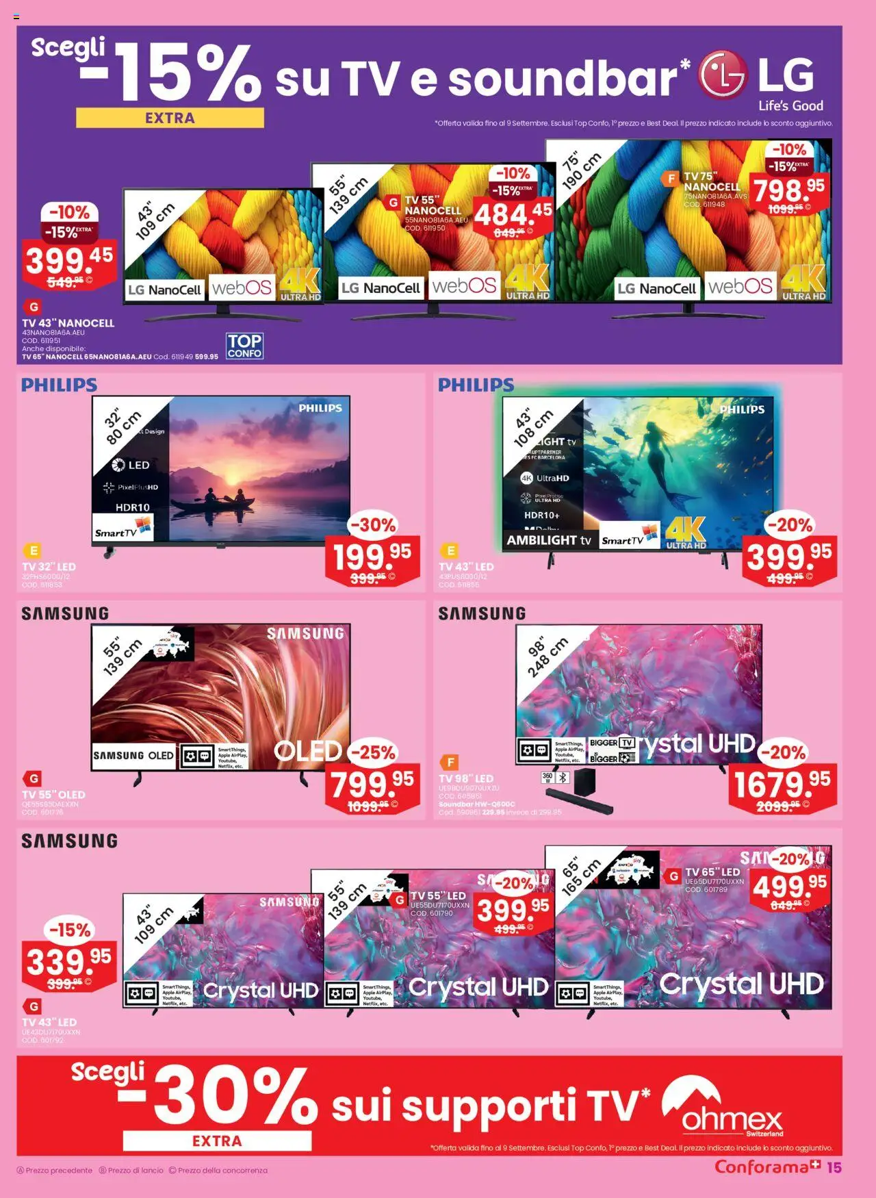 Conforama Aktionen Sconto Immediato – gültig ab 03.09.2025 | Seite: 15 | Produkte: TV, Top, Apple, Samsung