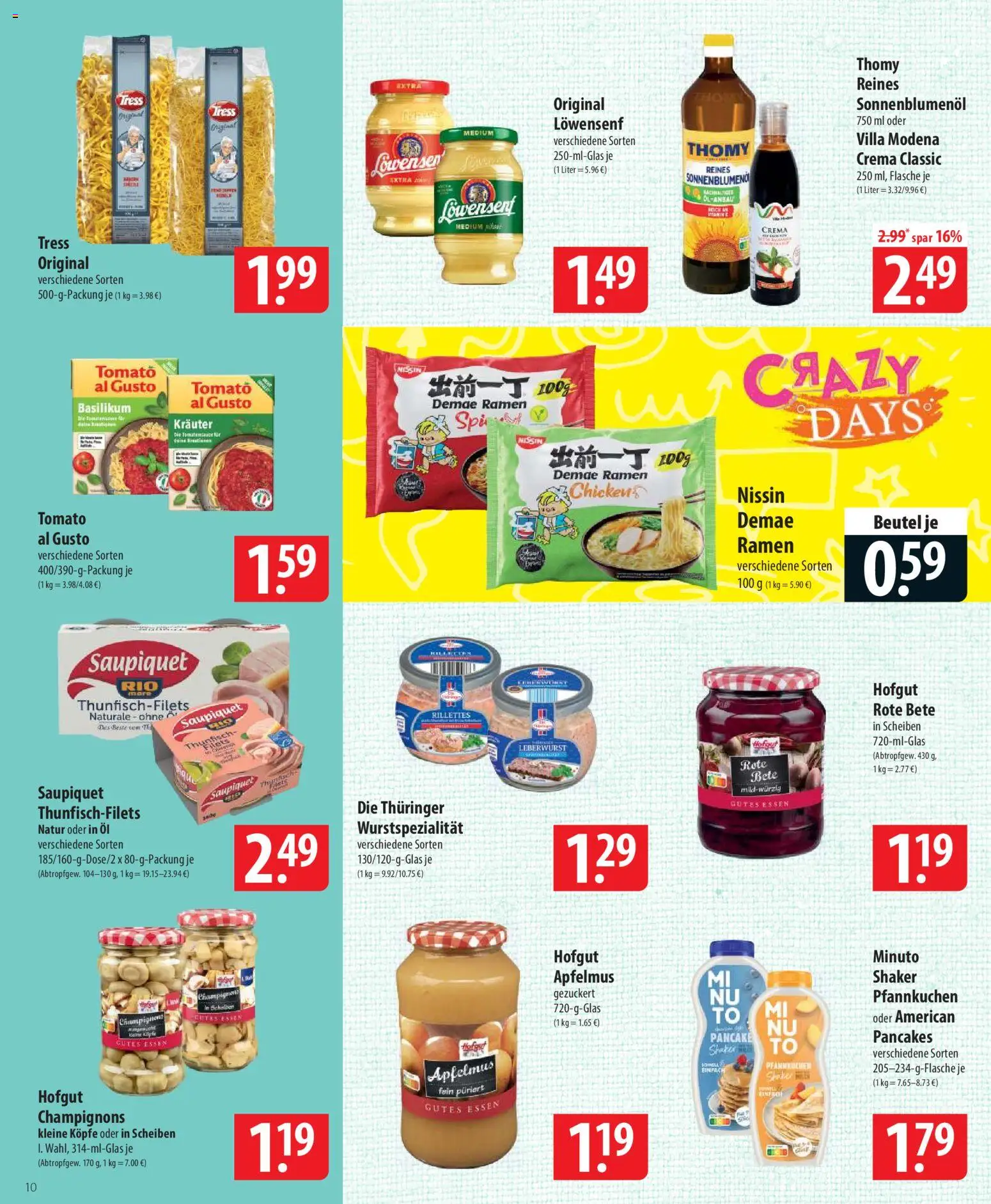 Famila Prospekt 	 – gültig ab 02.03.2026 | Seite: 10 | Produkte: Thunfisch, Sonnenblumenol, Pfannkuchen, Champignons