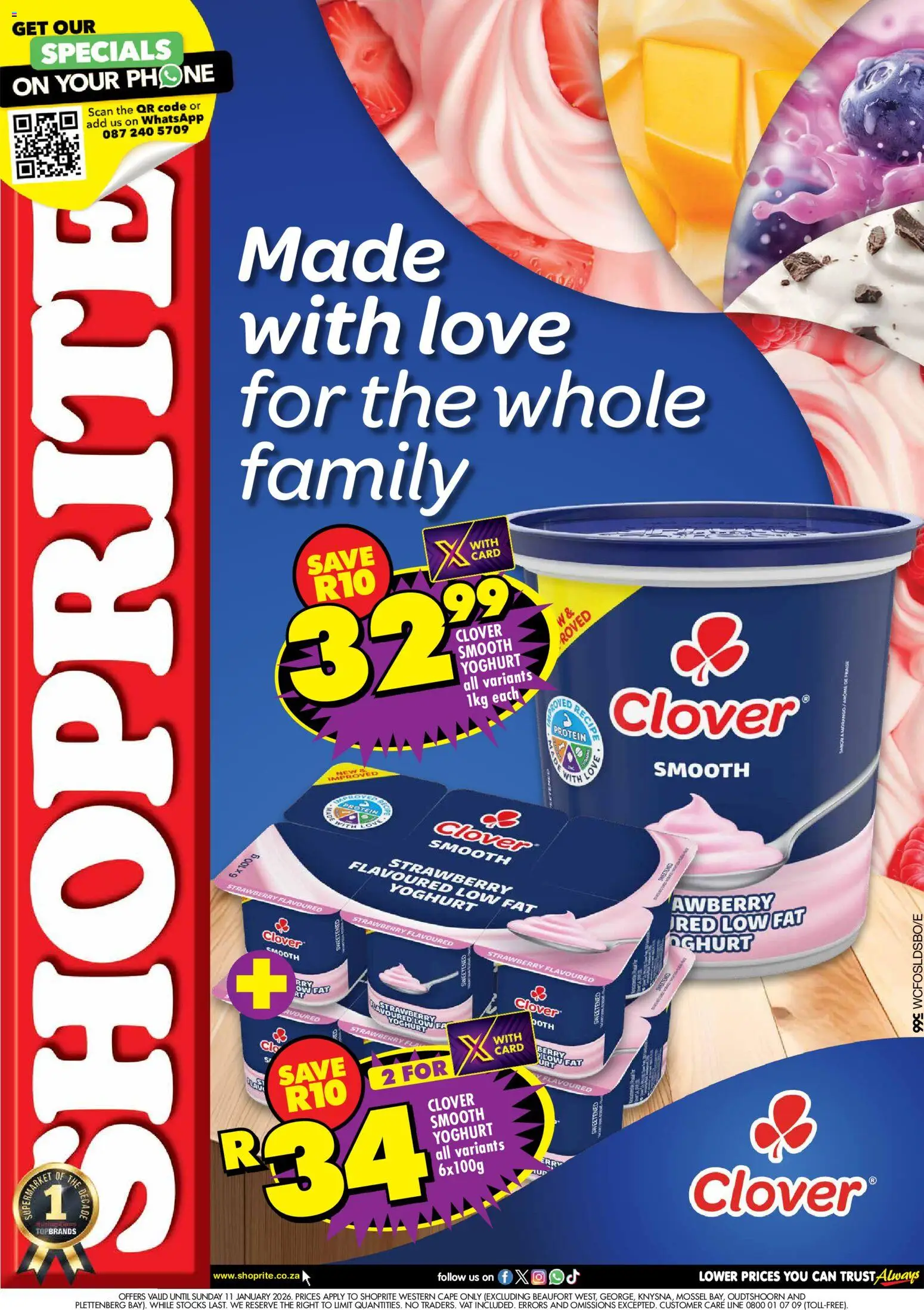 New Shoprite catalogue – valid from 08.12.2025 | Page: 1 | Products: Phone, Yoghurt, Detergente líquido