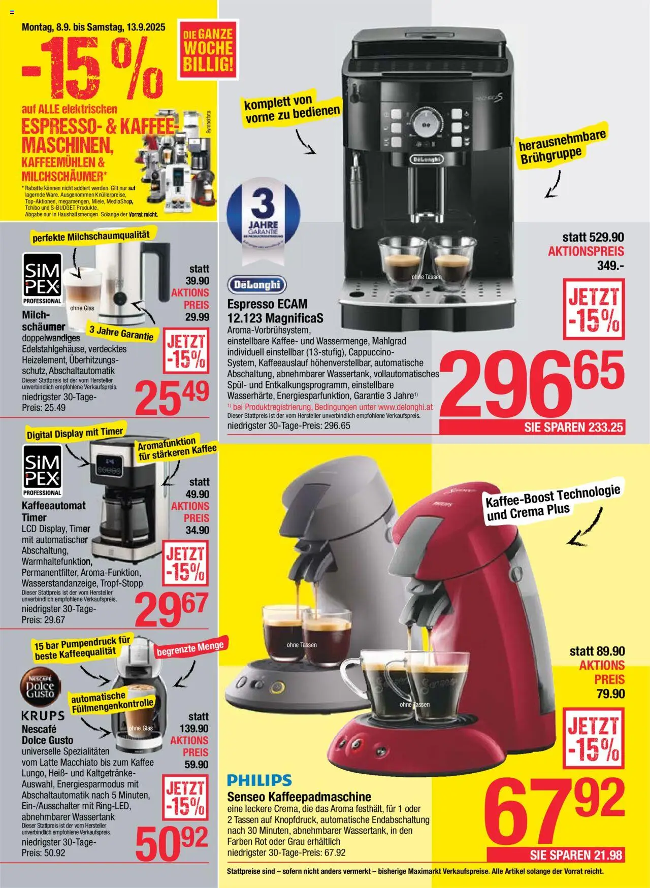 Maximarkt Flugblatt gültig ab 08.09.2025 | Seite: 12 | Produkte: Milch, Kaffee