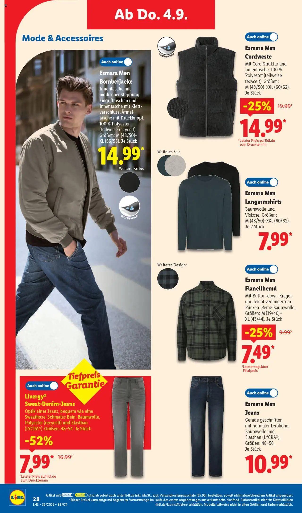 Lidl Prospekt Bernsdorf 	 - gültig ab dem 01.09.2025 | Seite: 42 | Produkte: Tasche, Bomberjacke, Jeans