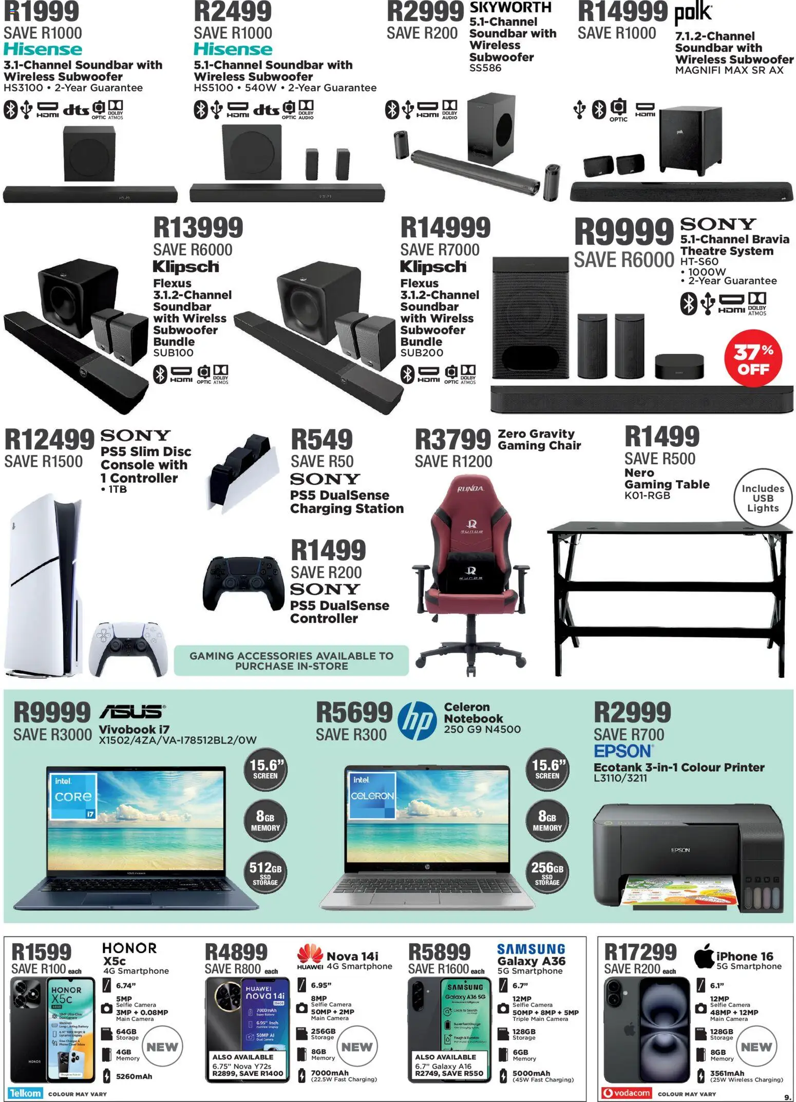 New House and Home catalogue – valid from 26.01.2026 | Page: 9 | Products: Printer, Audio, Chair, Subwoofer