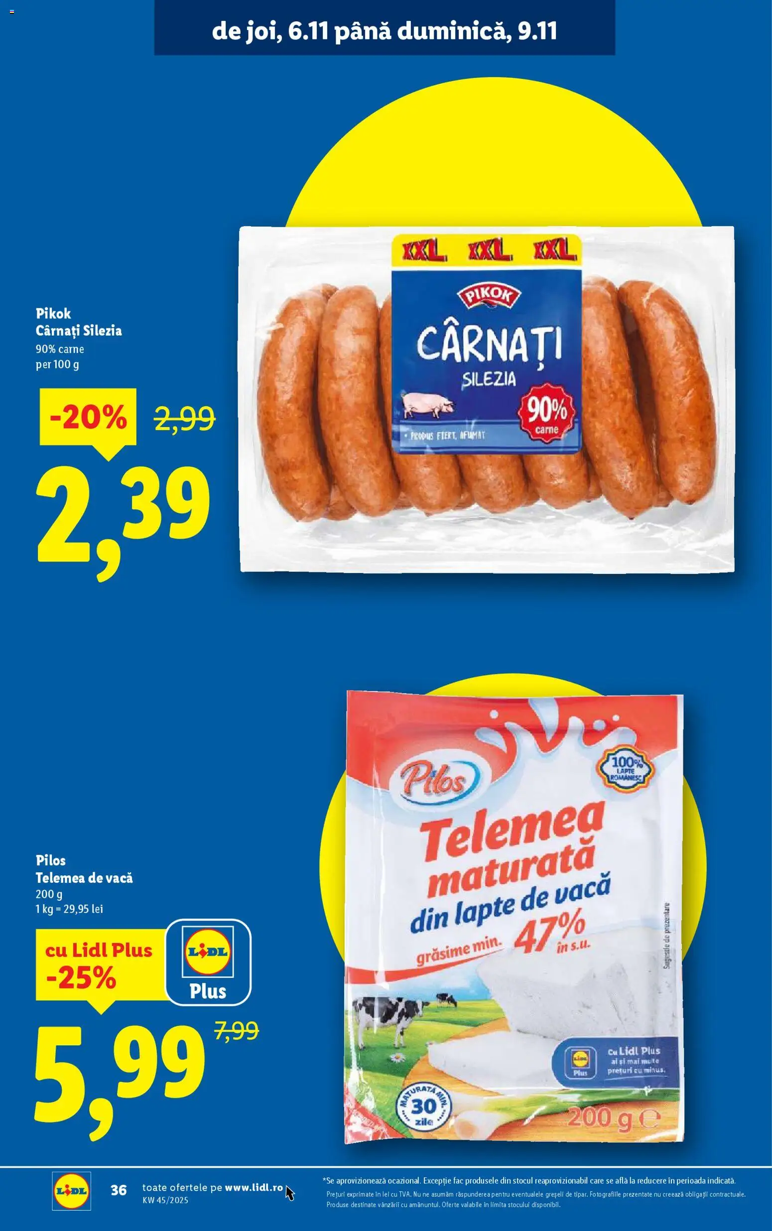 Noul catalog Lidl – valabil de la 03.11.2025 | Pagină: 36 | Produse: Toplar, Lapte, Cârnați