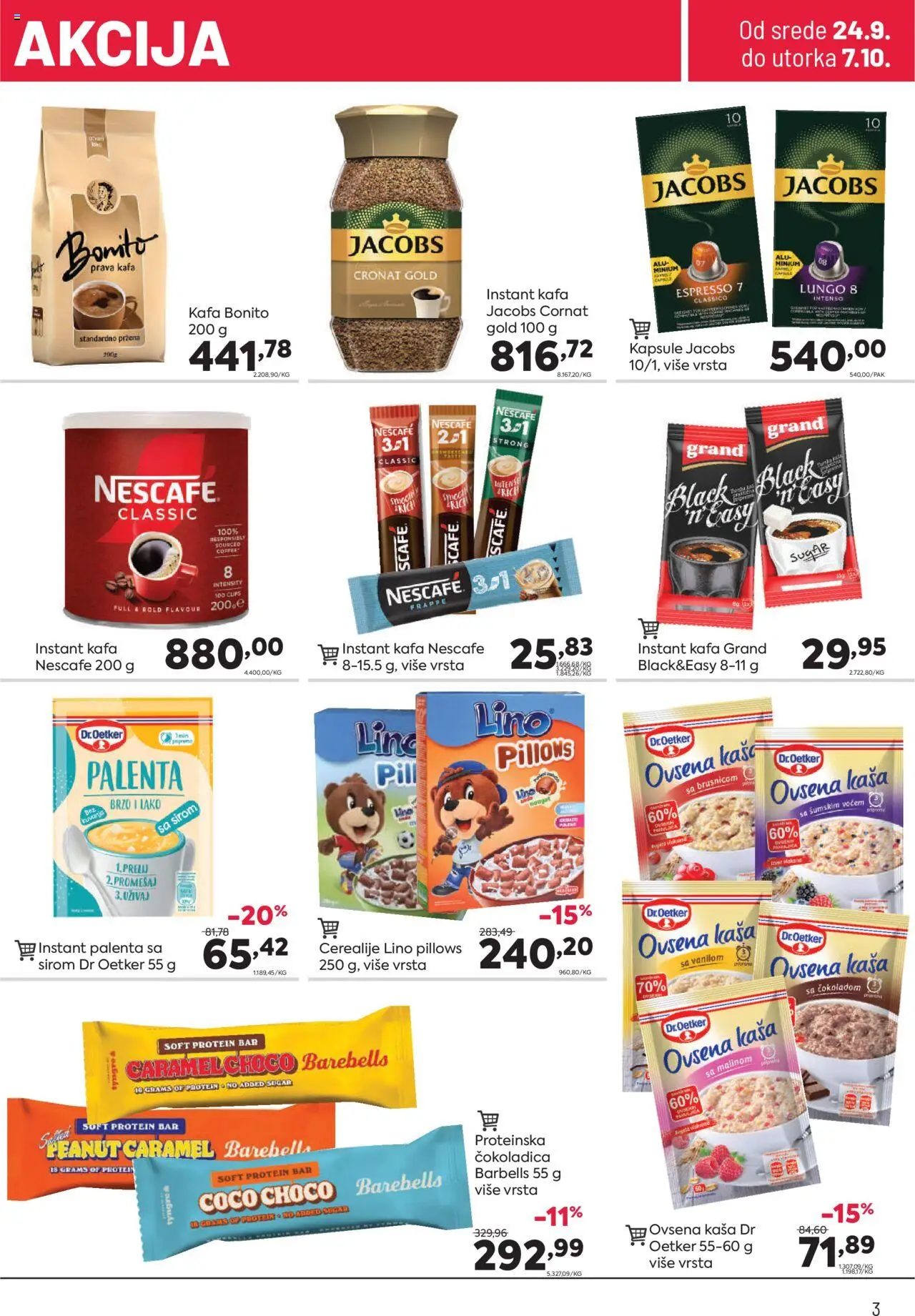 PerSu katalog - važi od 24.09.2025 | Strana: 3 | Proizvode: Protein, Ovsena kaša, Protein bar, Nescafé