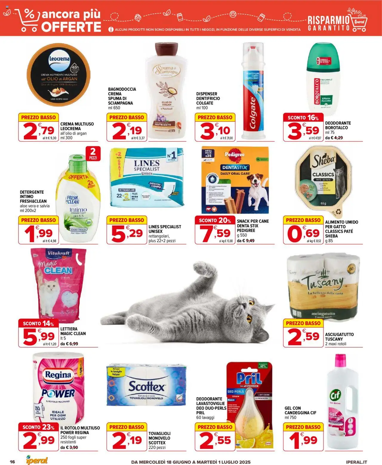 Volantino Iperal del 18.06.2025 | Pagina: 16 | Prodotti: Deodorante, Dentifricio, Detergente intimo, Intimo