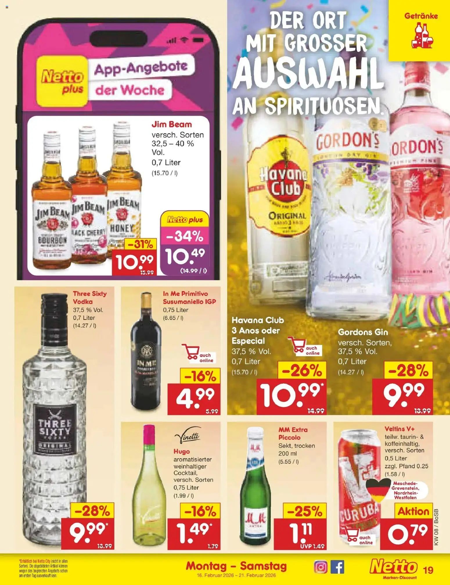 Netto Marken-Discount prospekt Stadtlohn	 – gültig ab 16.02.2026 | Seite: 23 | Produkte: Vodka, Bourbon, Gin, Veltins