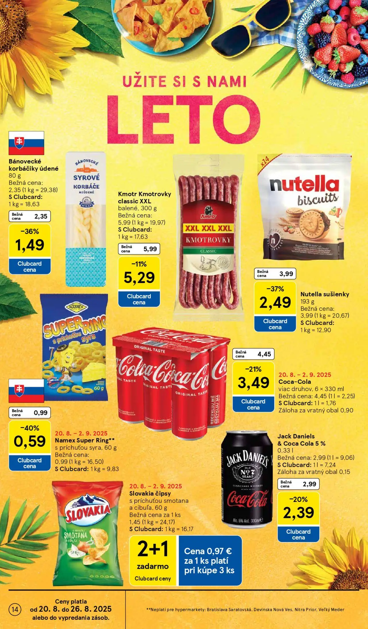Tesco Hypermarket - leták │ platný od 20.08.2025 | Strana: 14 | Produkty: Smotana, Coca cola, Nutella, Jack Daniel's