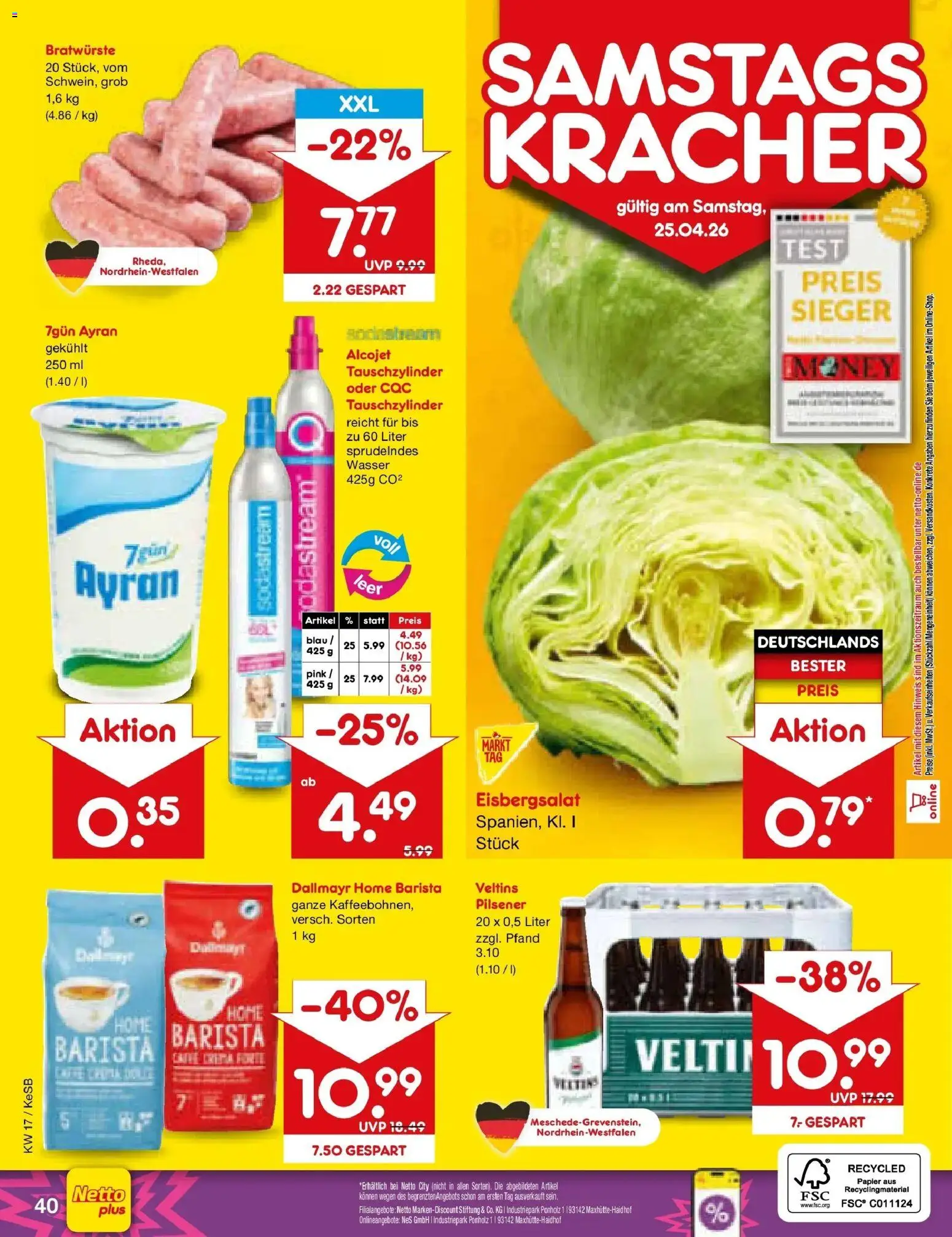 Netto Marken-Discount Prospekt Bonn	 – gültig ab 20.04.2026 | Seite: 55 | Produkte: Dallmayr, Wasser, Veltins, Sodastream