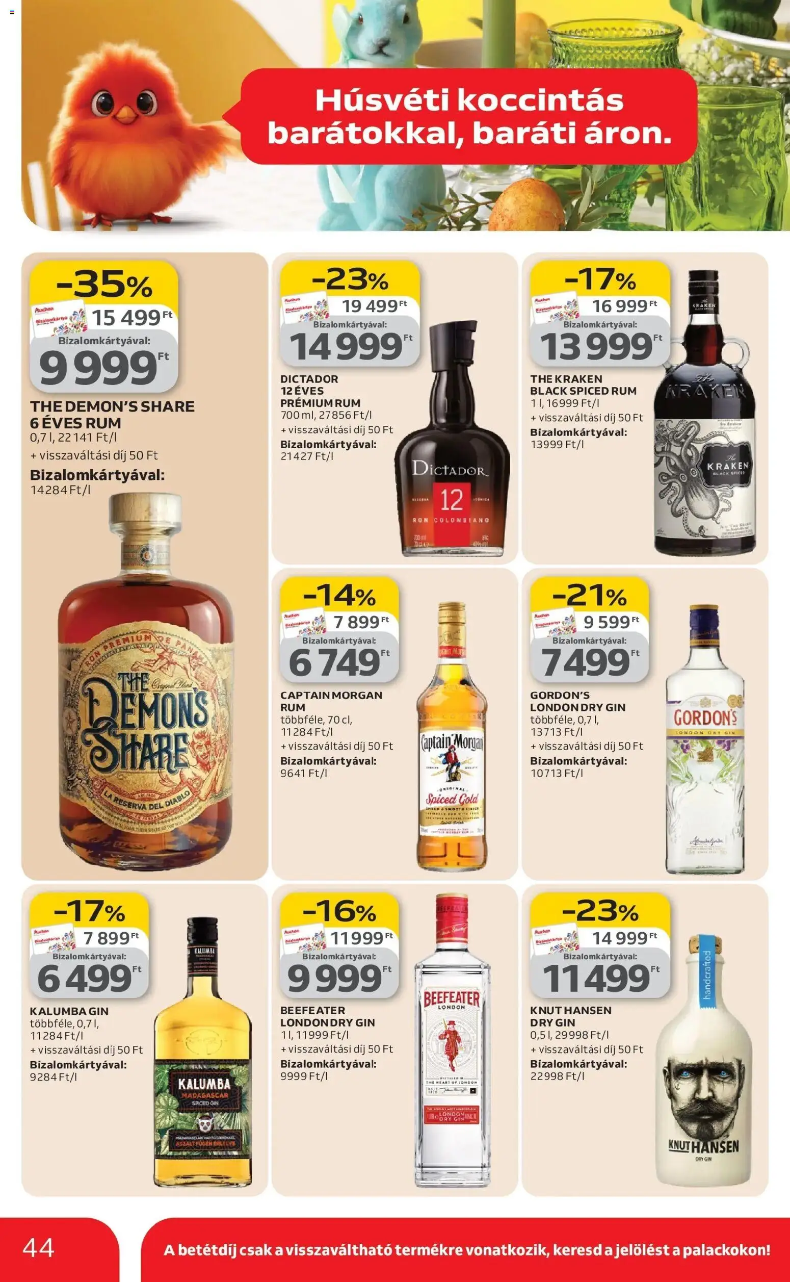 Auchan akciós ujság - amely érvényes a következő dátumtól: 12.03.2026 | Oldal: 44 | Termékek: Rum, Captain morgan, Gin