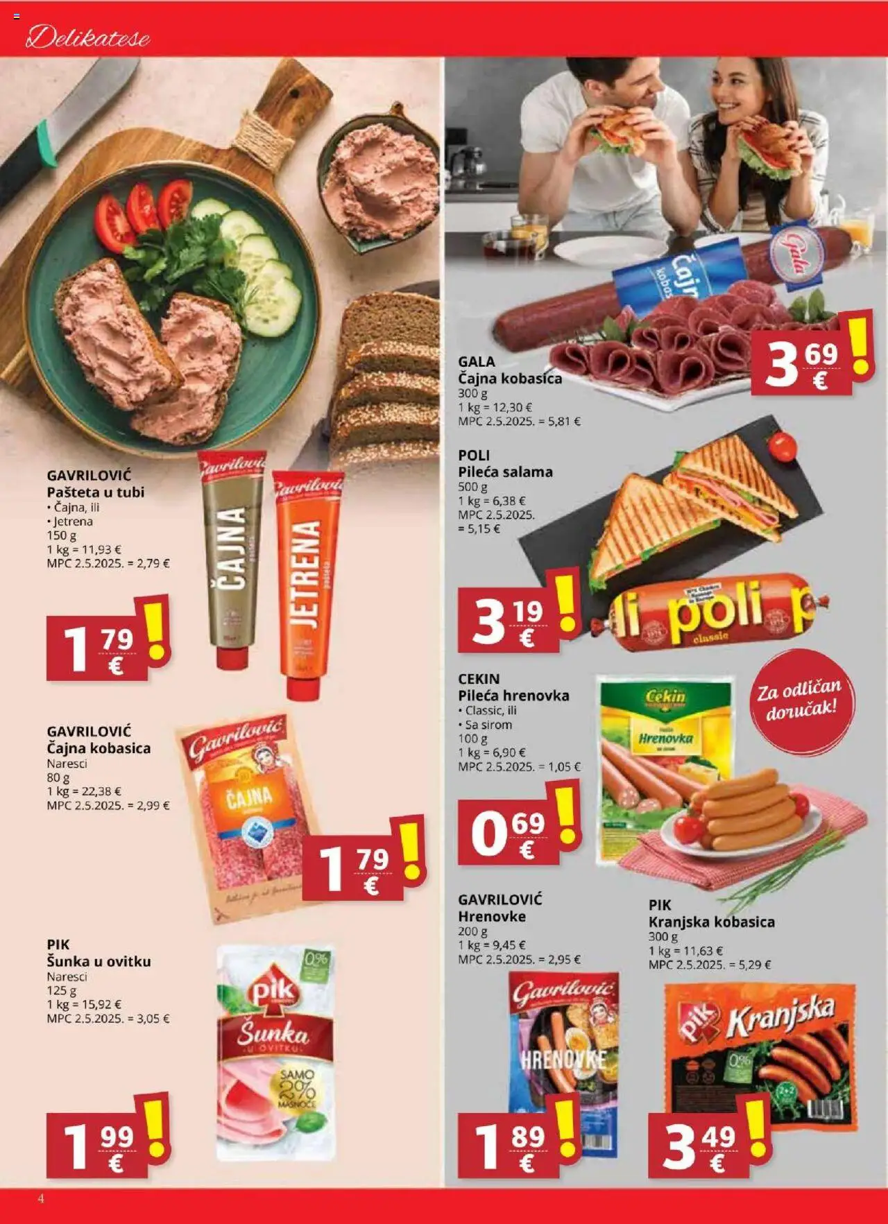 Ultra Gros katalog | vrijedi od 10.09.2025 | Stranica: 4 | Proizvodi: Salama, Šunka, Kranjska kobasica, Pašteta