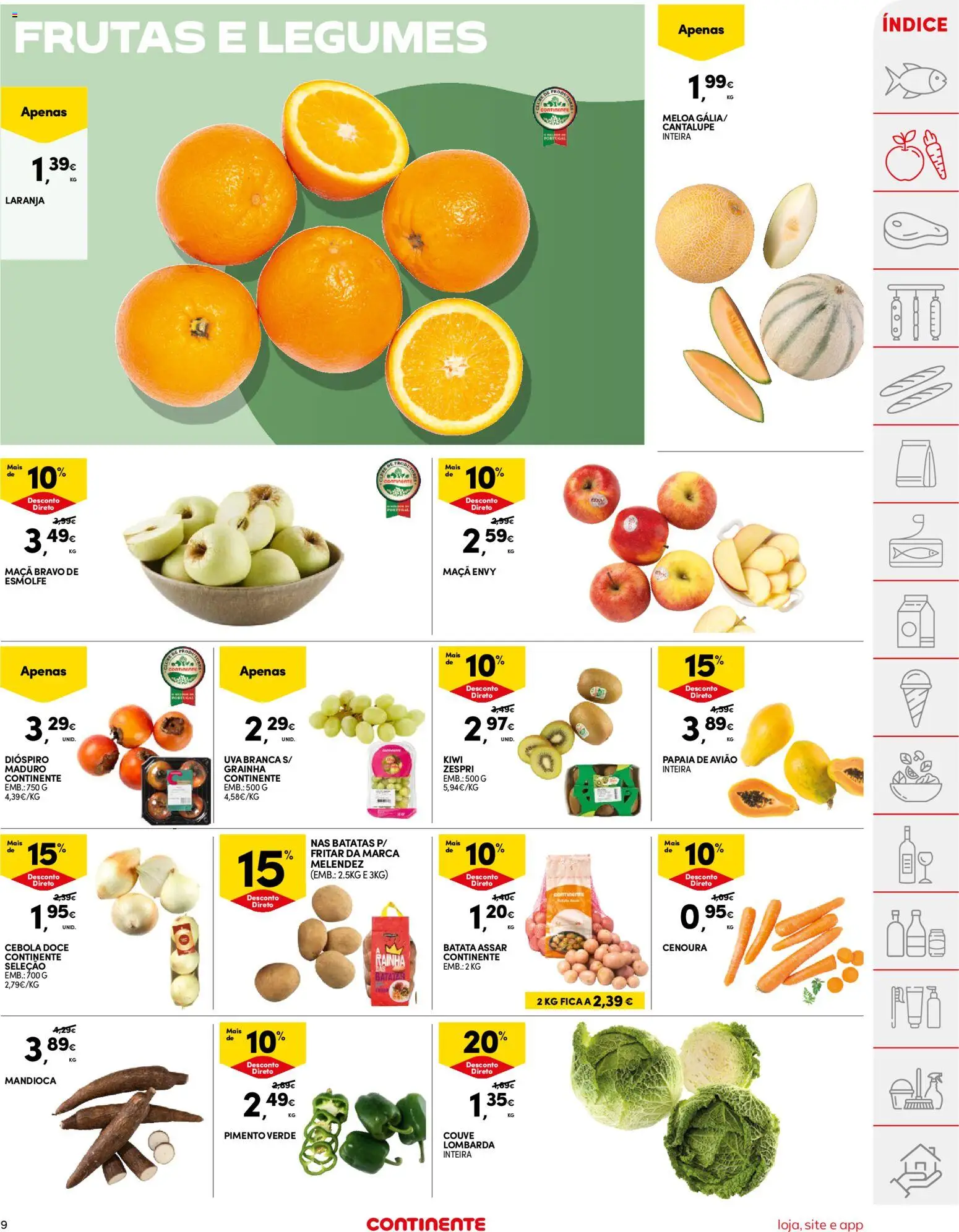Continente folheto │ válido de 02.12.2025 | Página: 9 | Produtos: Cebola, Maça, Kiwi, Couve