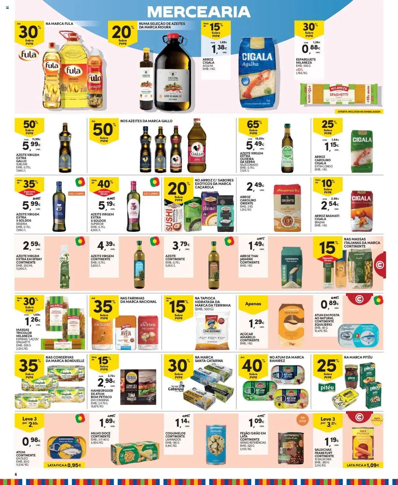 Continente folheto Madeira │ válido de 19.08.2025 | Página: 6 | Produtos: Aveia, Milaneza, Tapioca, Cogumelos
