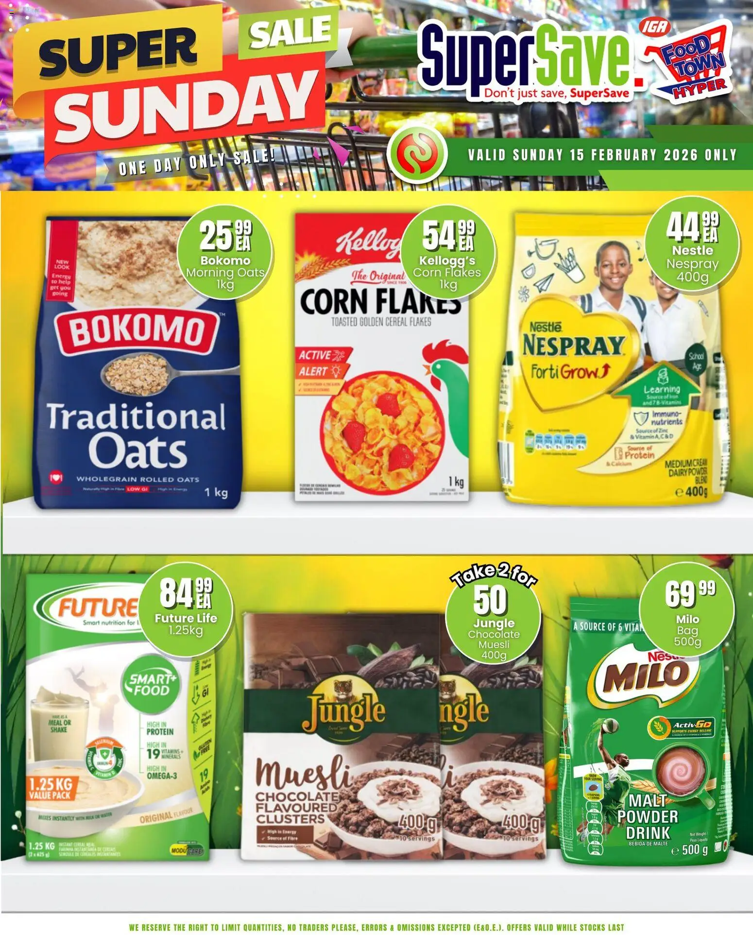 New Super Save catalogue – valid from 15.02.2026 | Page: 4 | Products: Corn, Milk, Powder, Flakes