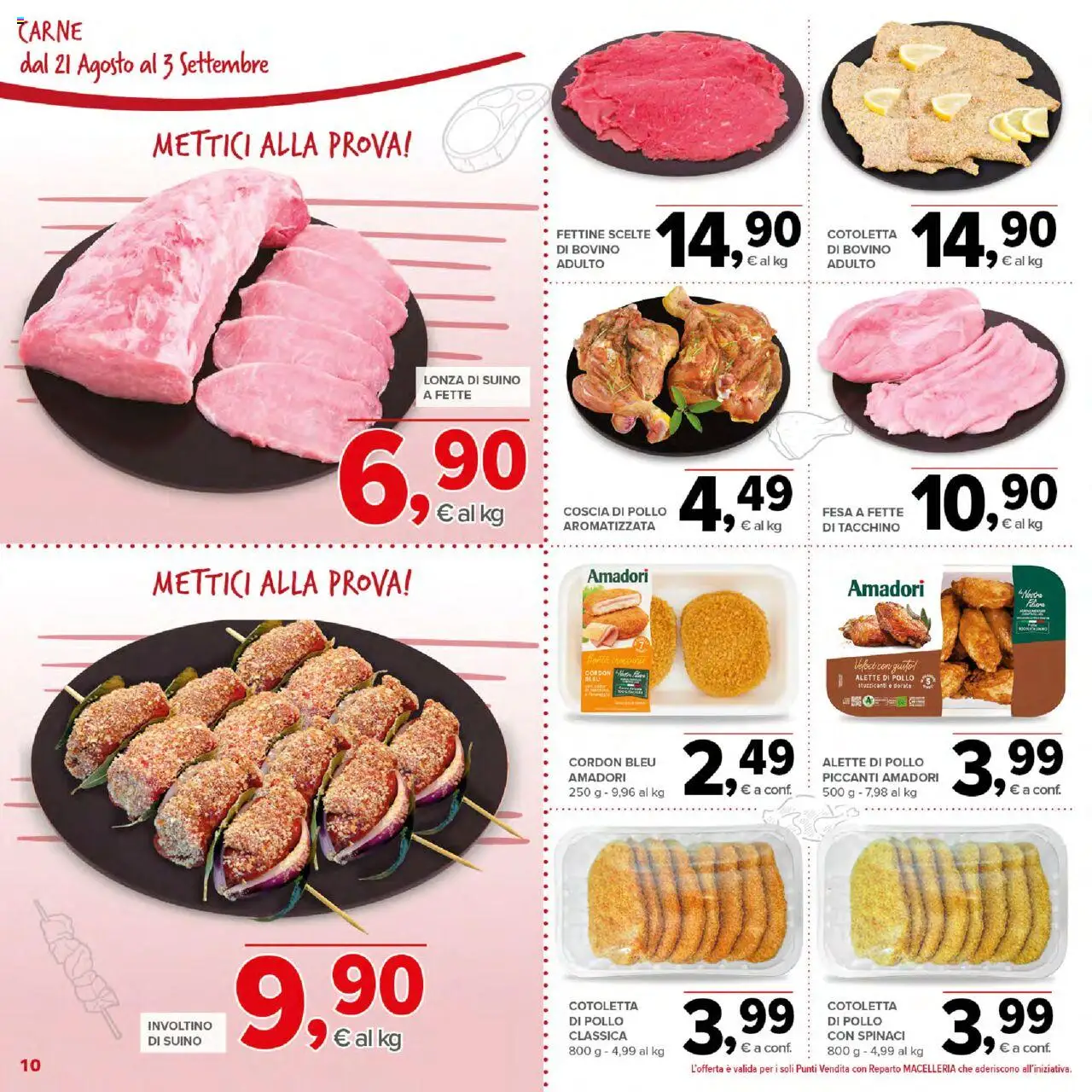 Volantino Todis del 21.08.2025 | Pagina: 10 | Prodotti: Bovino, Pollo, Suino, Spinaci