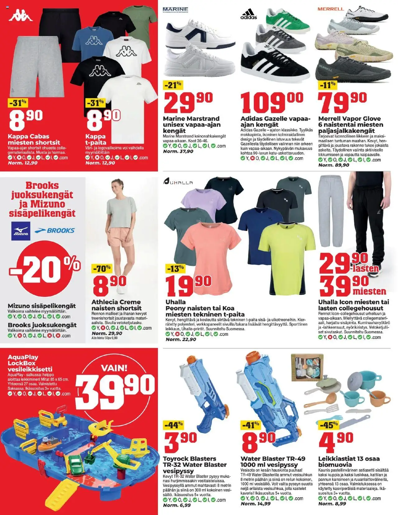  | Sivu: 6 | Tuotteet: Vesipyssy, Paljasjalkakengät, Shortsit, Voi