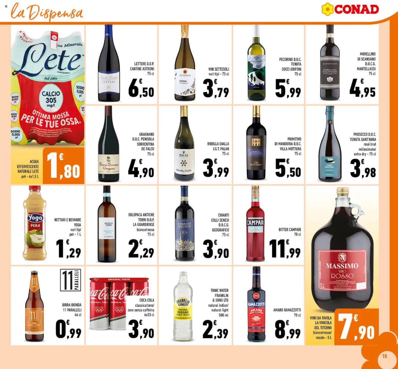 Volantino Conad del 19.11.2025 | Pagina: 19 | Prodotti: Birra, Prosecco, Acqua, Coca Cola