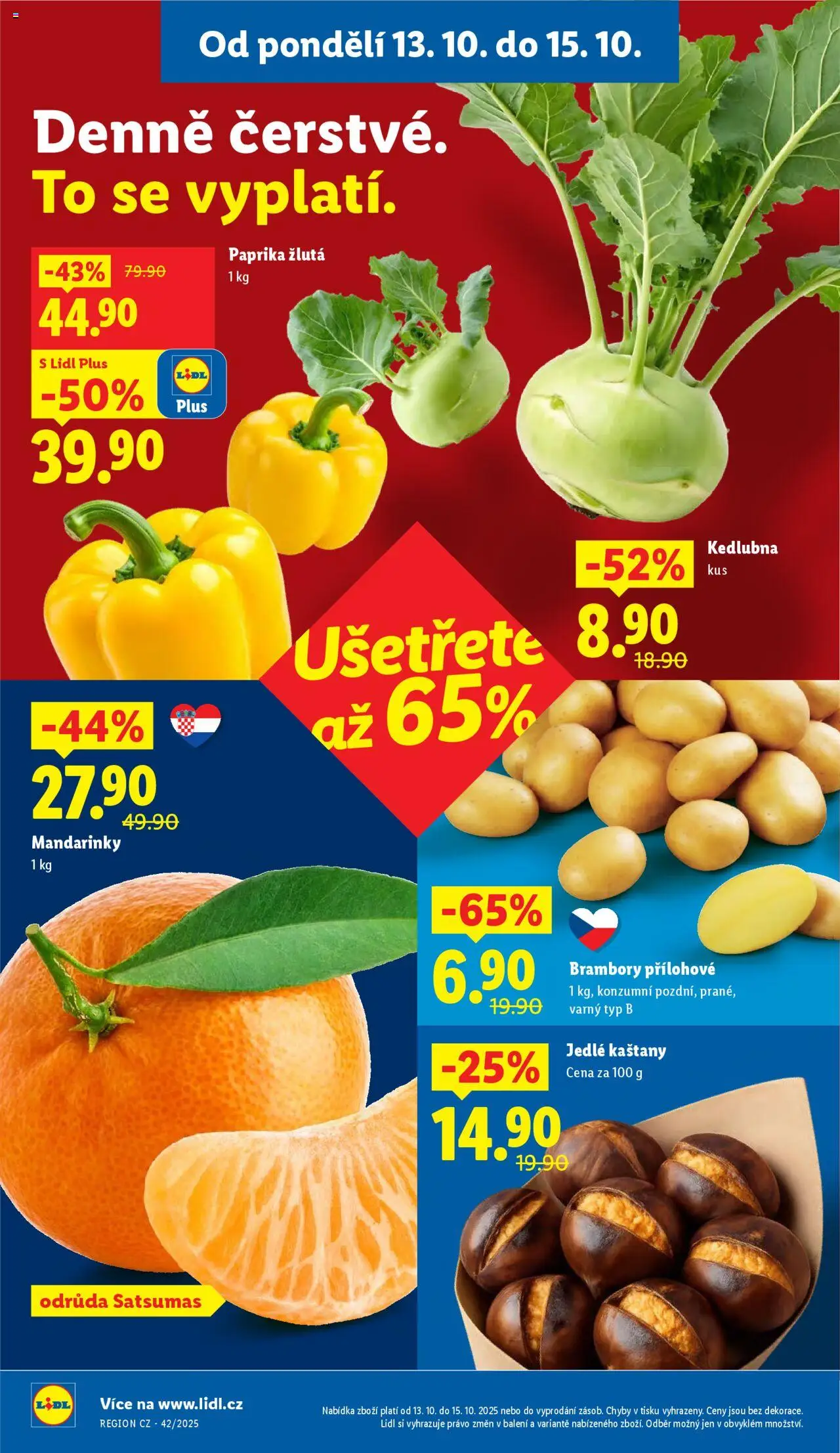 Lidl leták od 13.10.2025 | Strana: 8 | Produkty: Mandarinky, Paprika, Brambory, Kedlubna