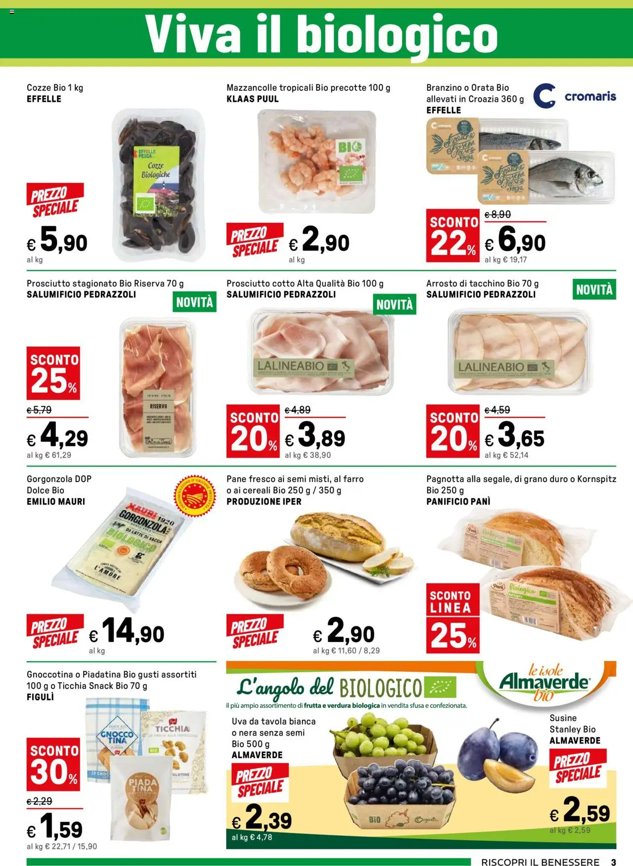 Volantino Iper del 18.08.2025 | Pagina: 2 | Prodotti: Arrosto, Prosciutto Cotto, Cereali, Frutta