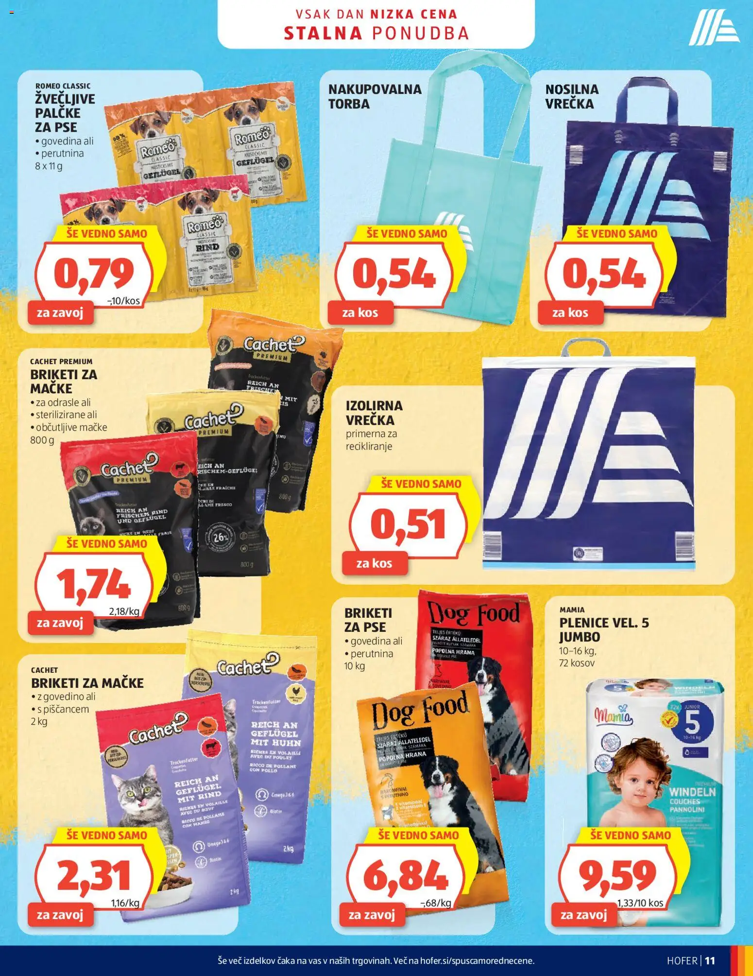 Novi Hofer katalog ponudbe – veljaven od 25.02.2026 | Stran: 11 | Izdelki: Plenice, Torba, Kos