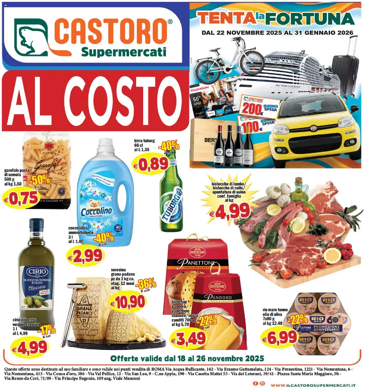 Volantino Il Castoro del 18.11.2025 | Pagina: 1 | Prodotti: Birra, Ammorbidente, Pandoro, Olio di Oliva