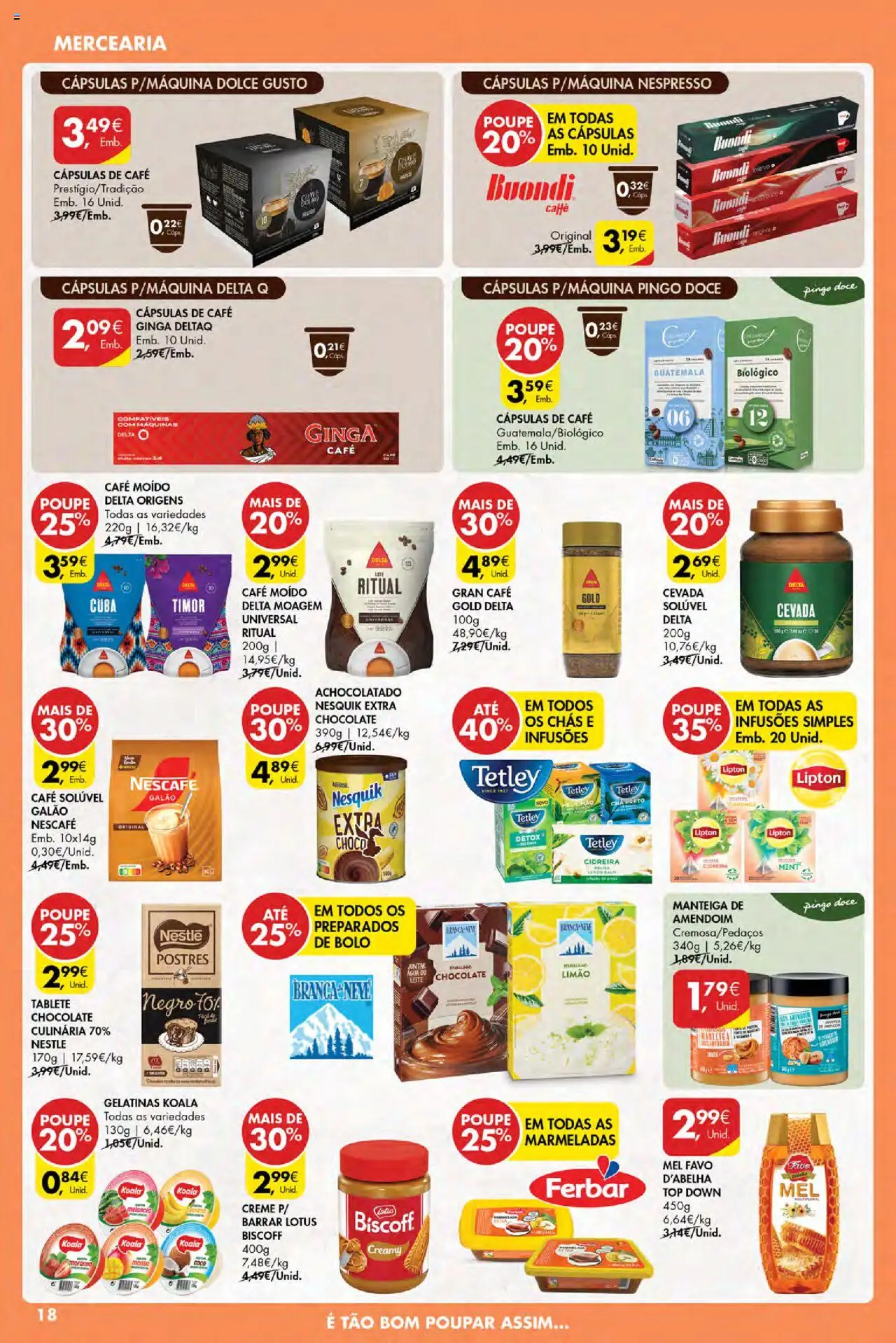 Pingo Doce Poupe Esta Semana Açores │ válido de 14.08.2025 | Página: 18 | Produtos: Delta q, Café solúvel, Café, Creme