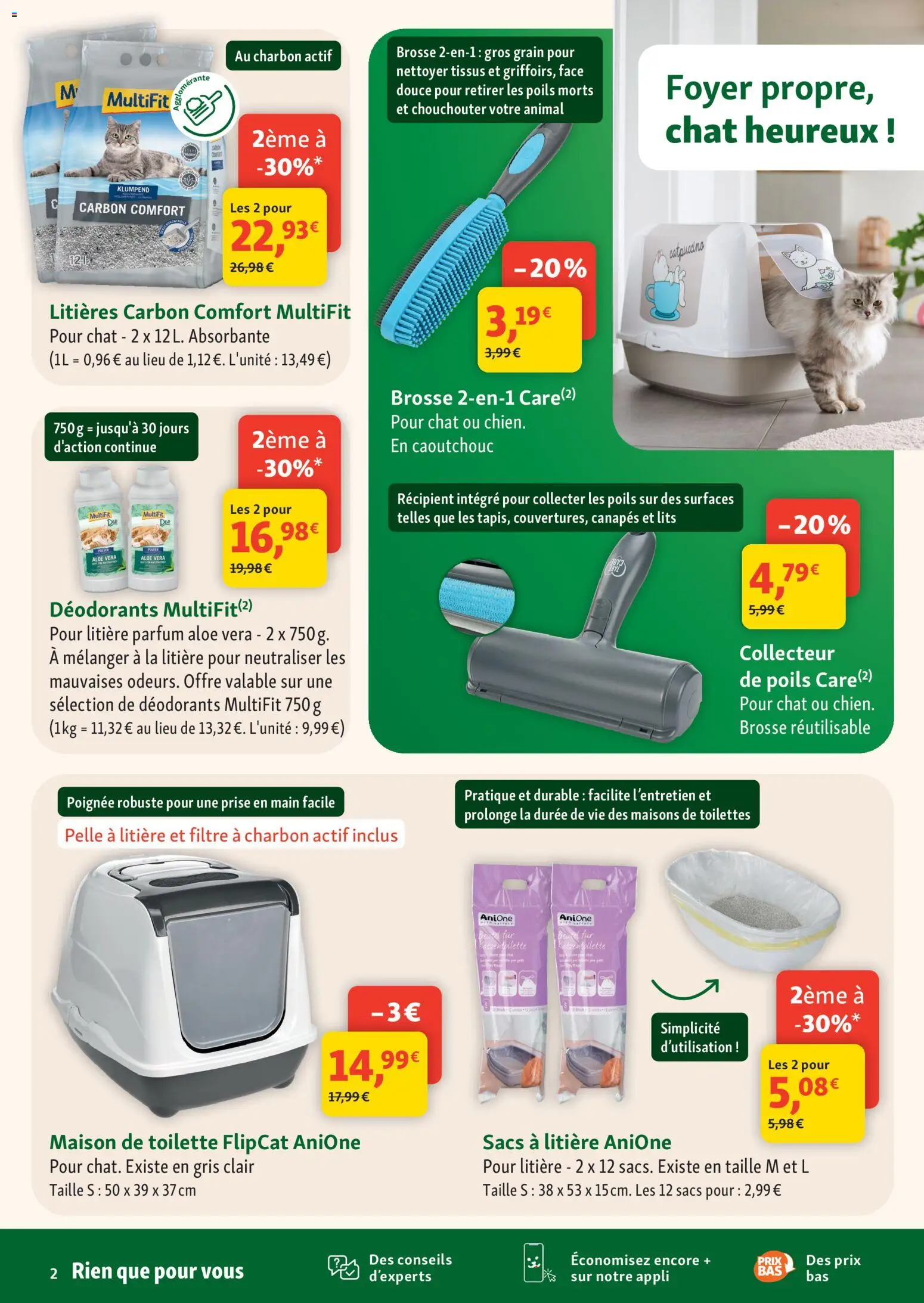 {H1} | Page: 2 | Produits: Filtre, Parfum, Litière, Brosse