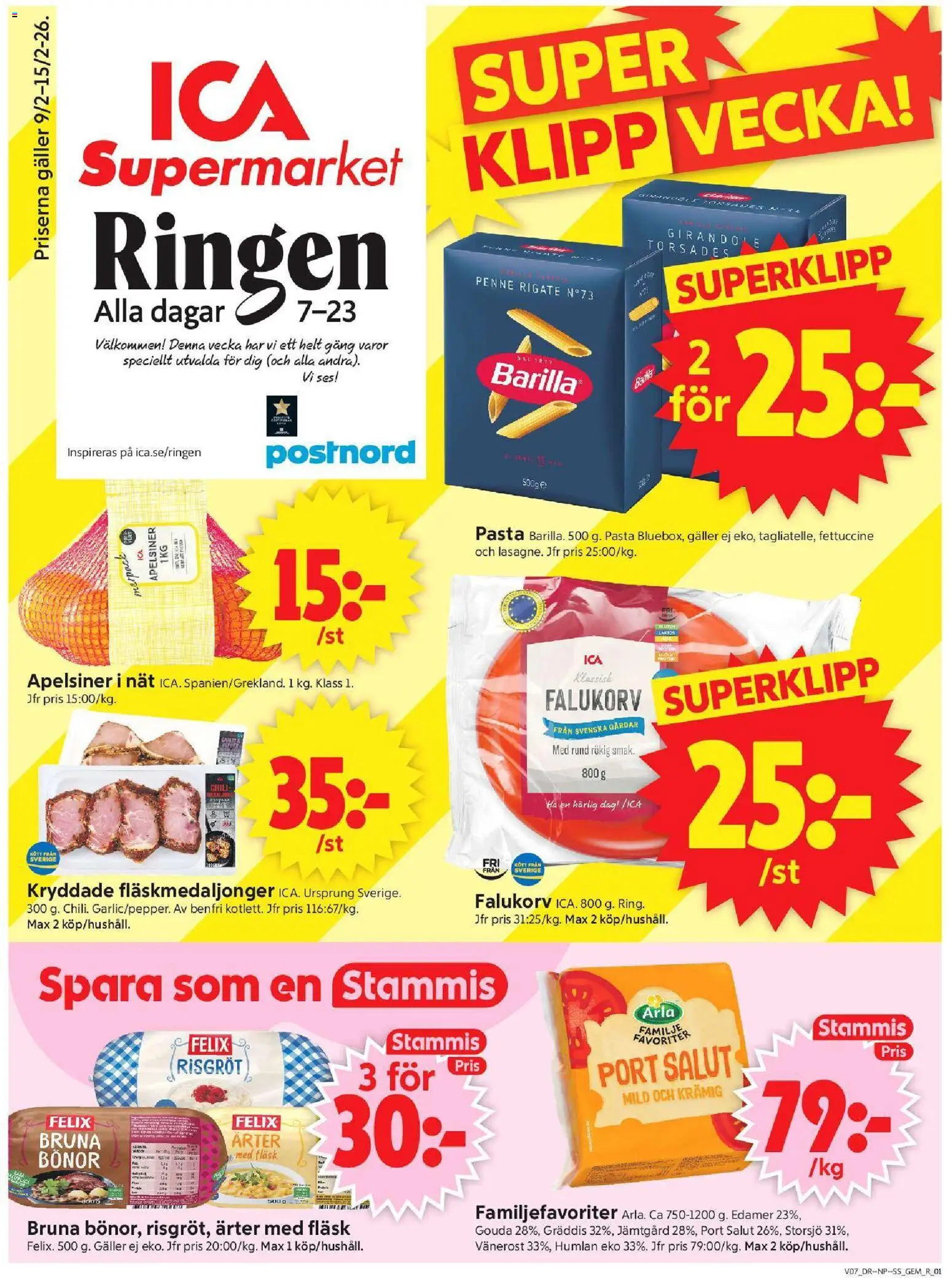 ICA Supermarket reklamblad aktuell från 09.02.2026 | Sida: 1