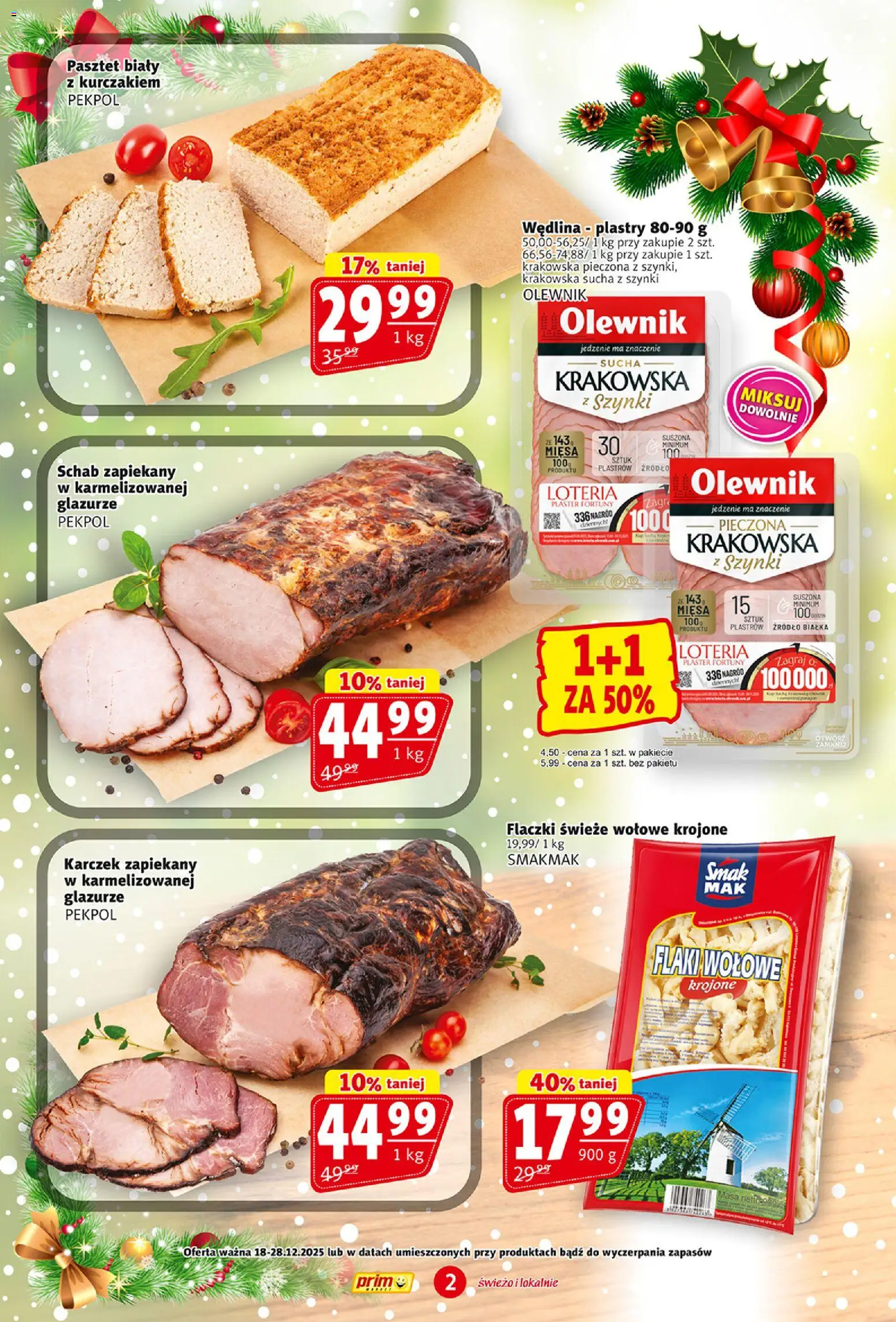 Prim Market Gazetka od 18.12.2025 | Strona: 2 | Produkty: Schab, Flaki, Flaki wołowe