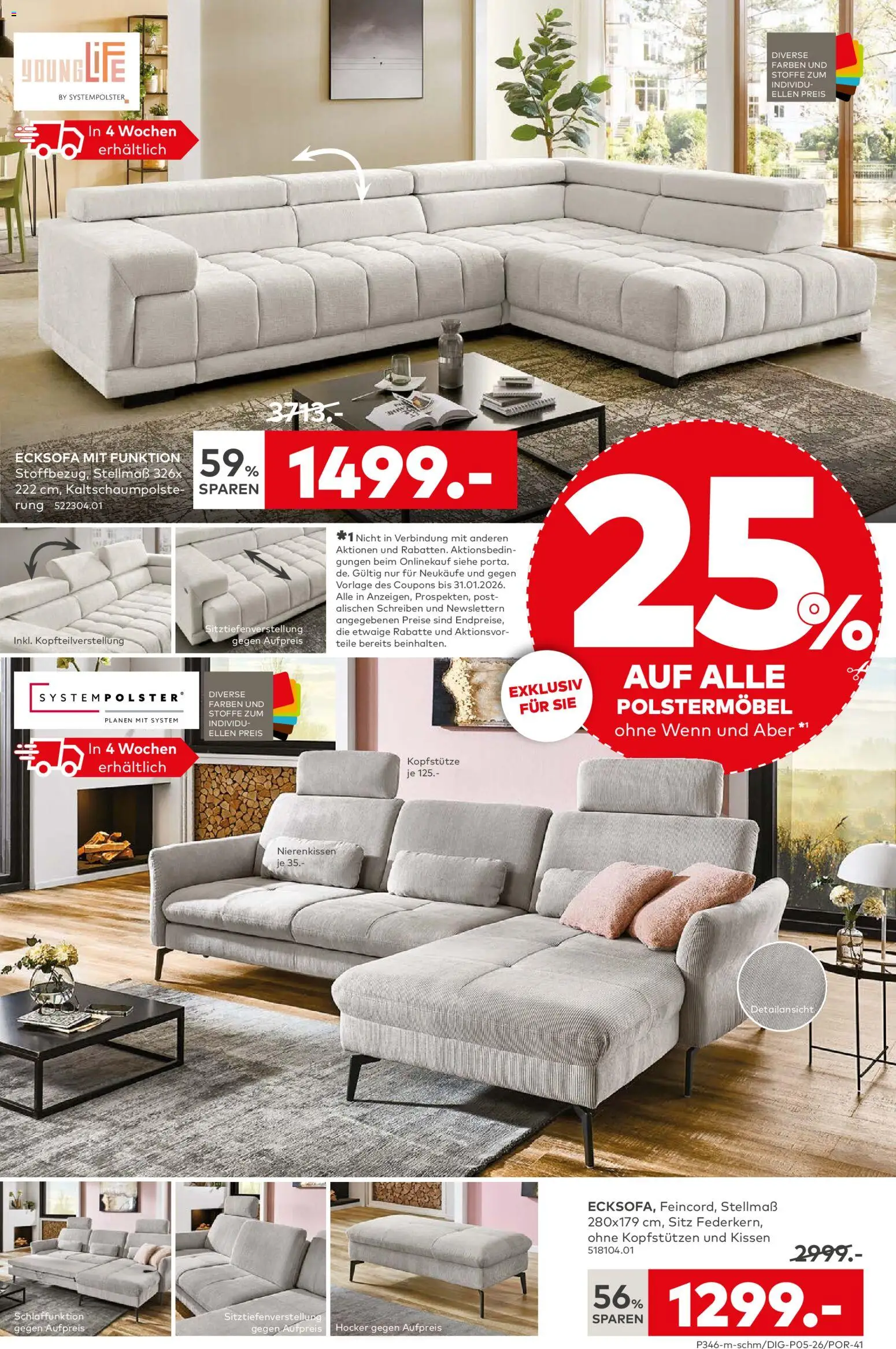 Porta! Prospekt Aachen – gültig ab 25.01.2026 | Seite: 7 | Produkte: Hocker, Ecksofa, Kissen