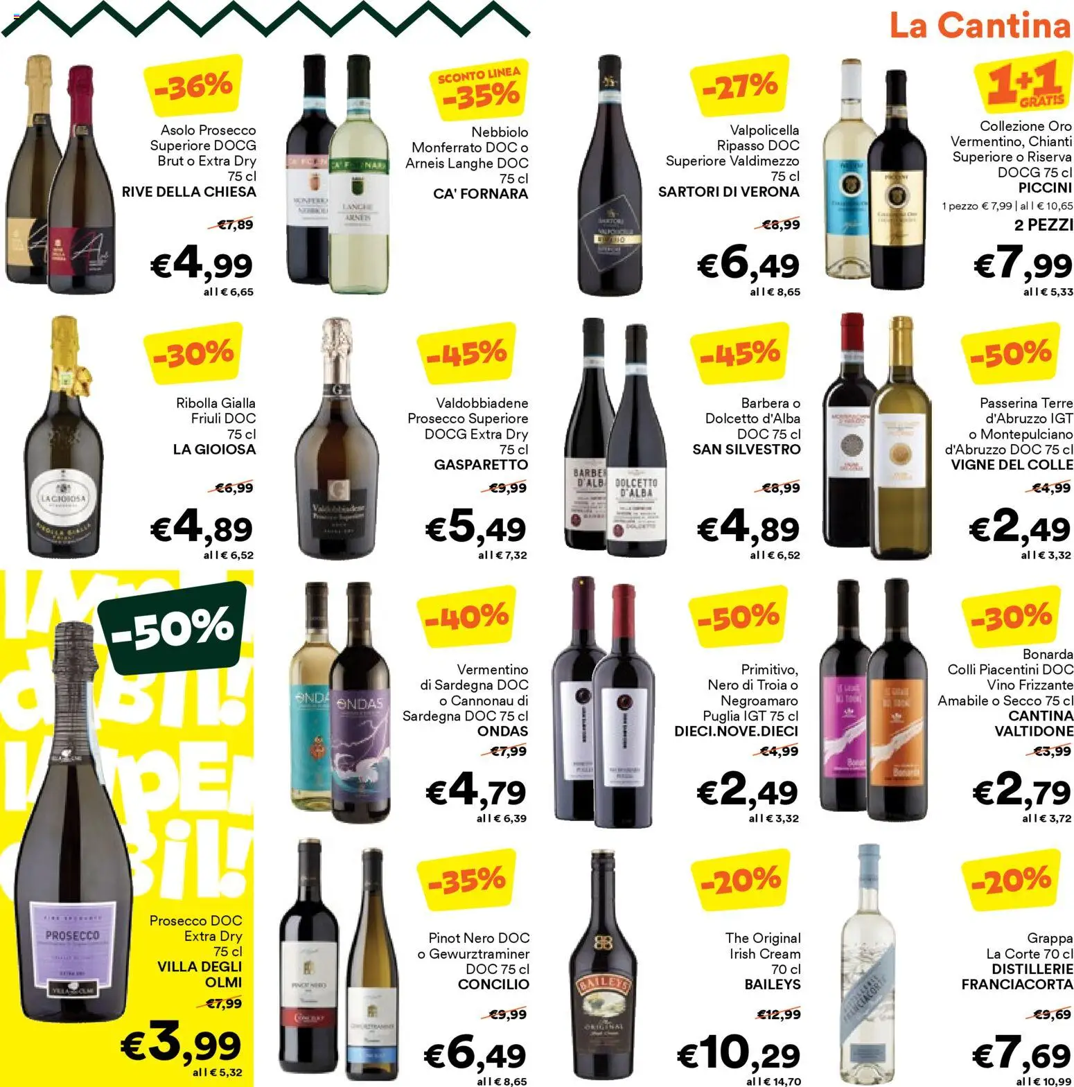 Volantino Unes del 22.10.2025 | Pagina: 13 | Prodotti: Prosecco, Vino, The, Grappa