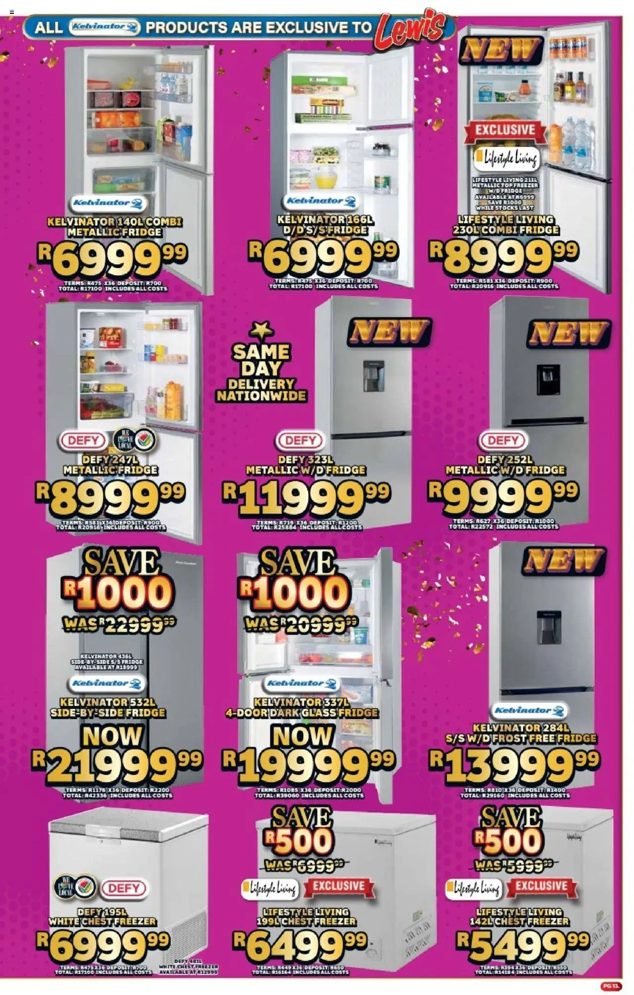 Lewis Stores Specials │ valid from 11.08.2025 | Page: 13 | Products: Freezer, Fridge, Chest freezer