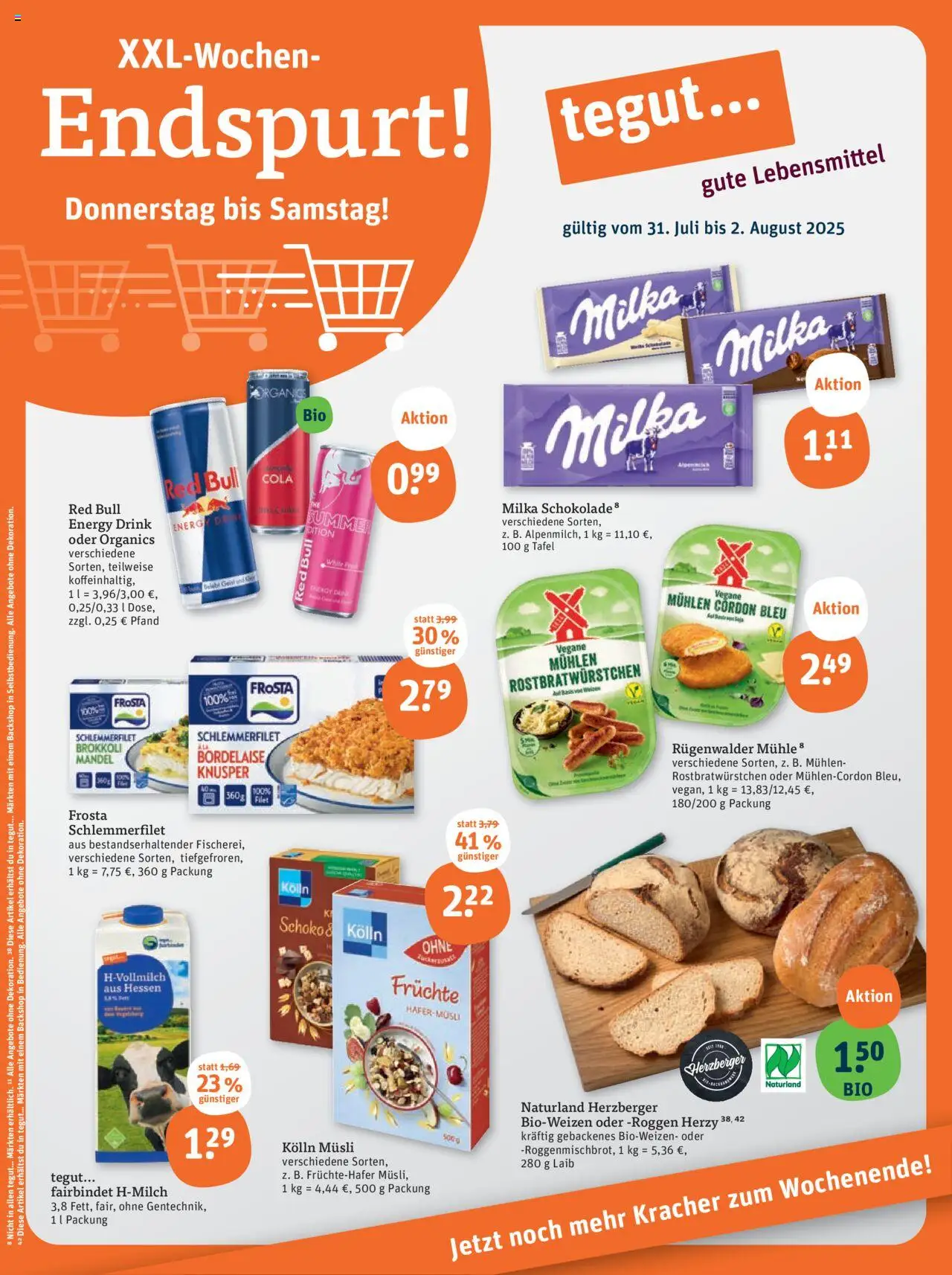 Tegut - Baden-Württemberg - gültig ab dem 28.07.2025 | Seite: 1 | Produkte: Red bull, Cola, Frosta, Brokkoli