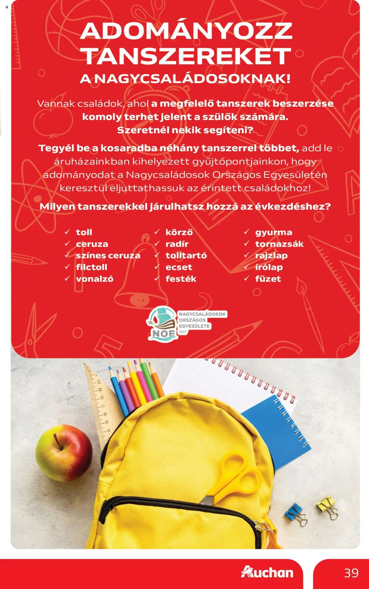 Auchan akciós ujság - amely érvényes a következő dátumtól: 07.08.2025 | Oldal: 39 | Termékek: Gyurma, Tolltartó, Ecset, Festék