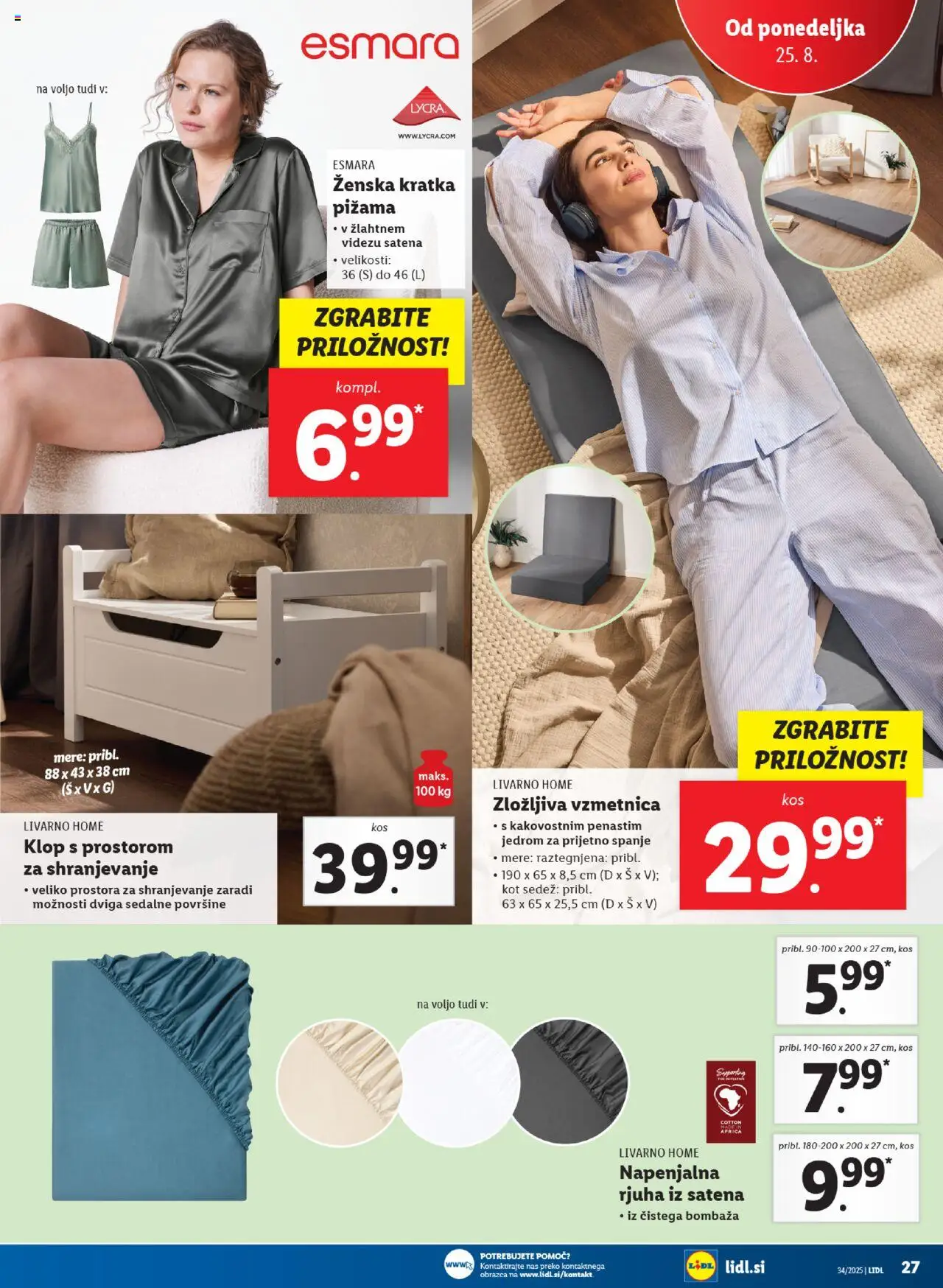 Lidl katalog │ velja od 21.08.2025 | Stran: 49 | Izdelki: Pižama, Vzmetnica, Rjuha, Kos