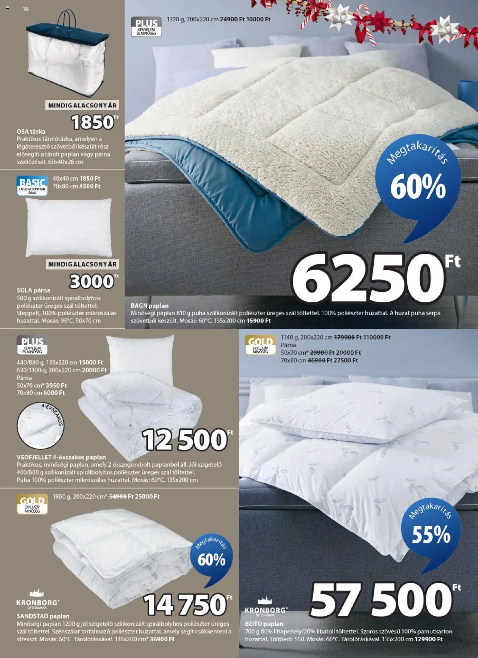 JYSK akciós ujság - amely érvényes a következő dátumtól: 10.12.2025 | Oldal: 16 | Termékek: Táska, Paplan, Párna