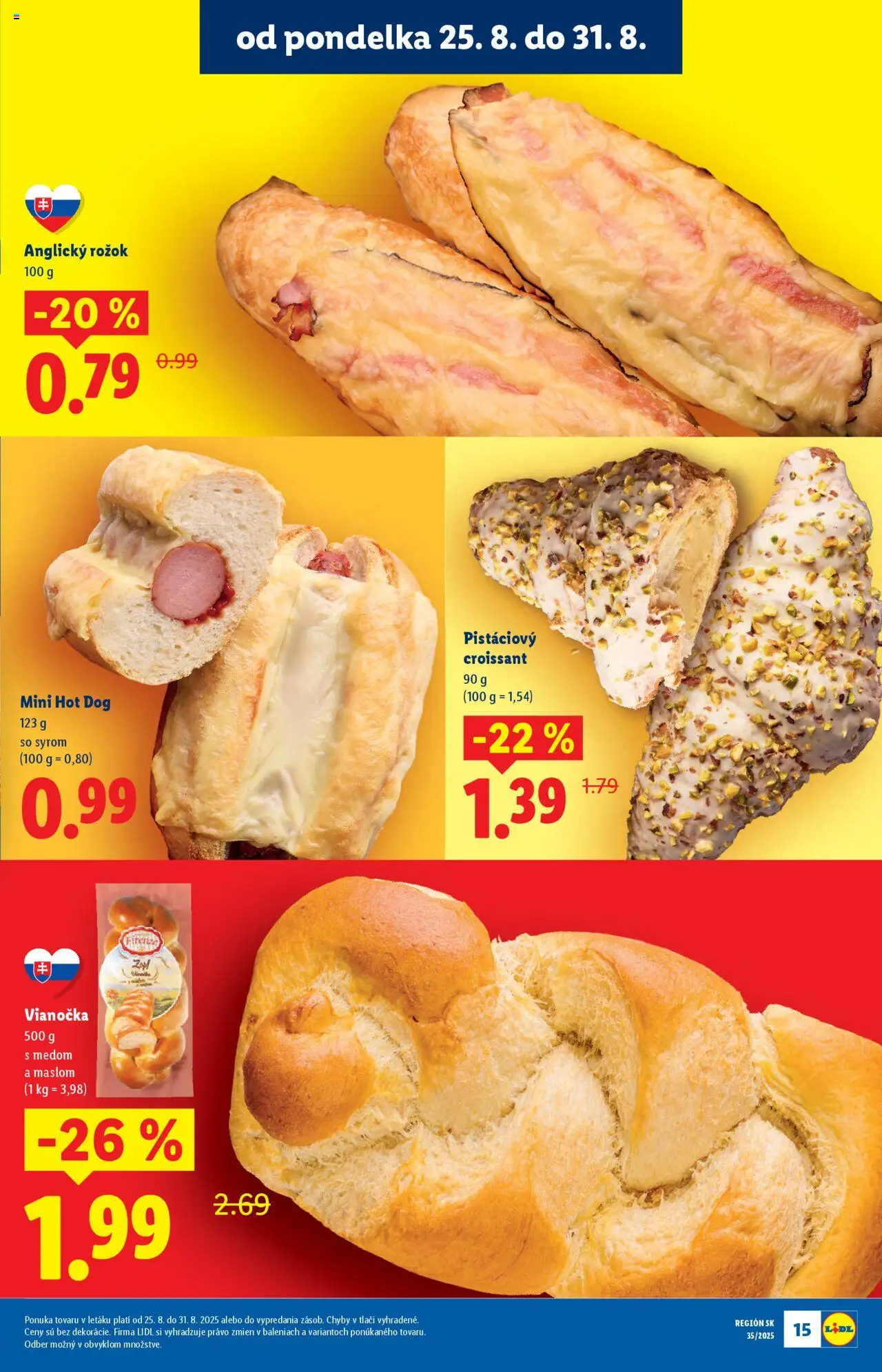 Lidl leták │ platný od 25.08.2025 | Strana: 21 | Produkty: Rožok, Croissant, Vianočka
